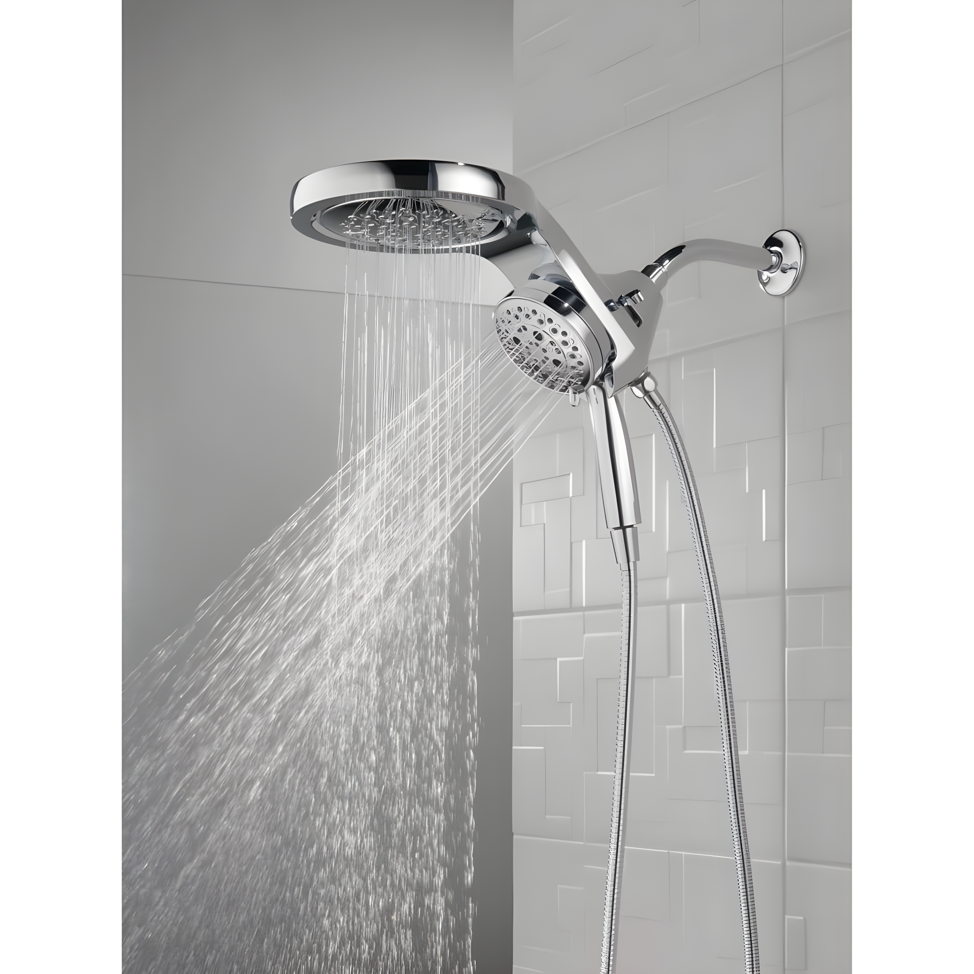 HydraChoice Hydrorain 5 Spray Dual Shower Head and Handheld Shower with H2Okinetic 2.5 GPM