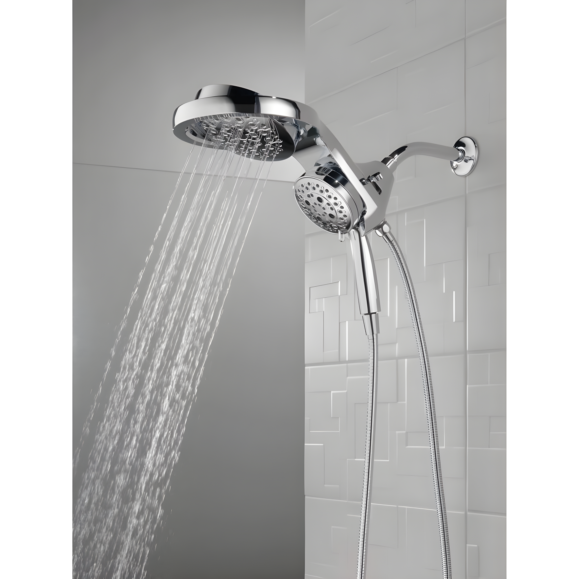 HydraChoice Hydrorain 5 Spray Dual Shower Head and Handheld Shower with H2Okinetic 2.5 GPM