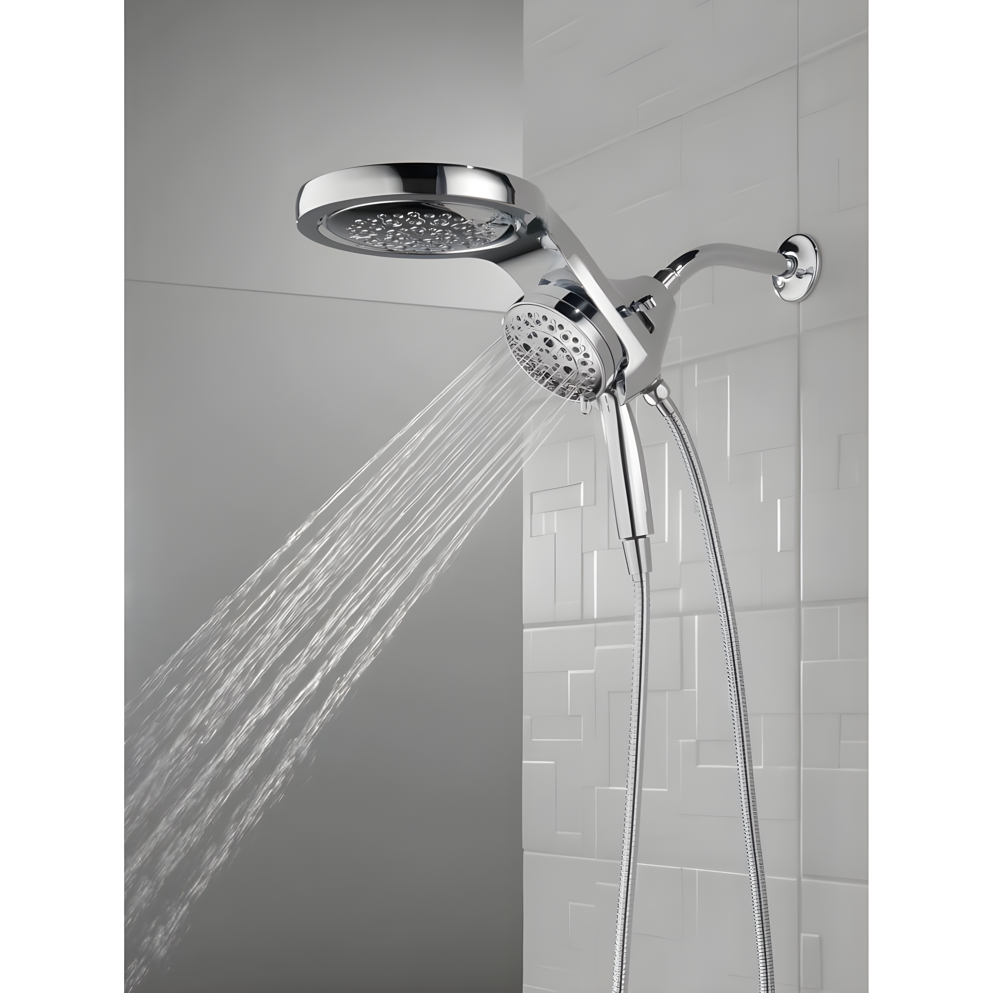 HydraChoice Hydrorain 5 Spray Dual Shower Head and Handheld Shower with H2Okinetic 2.5 GPM