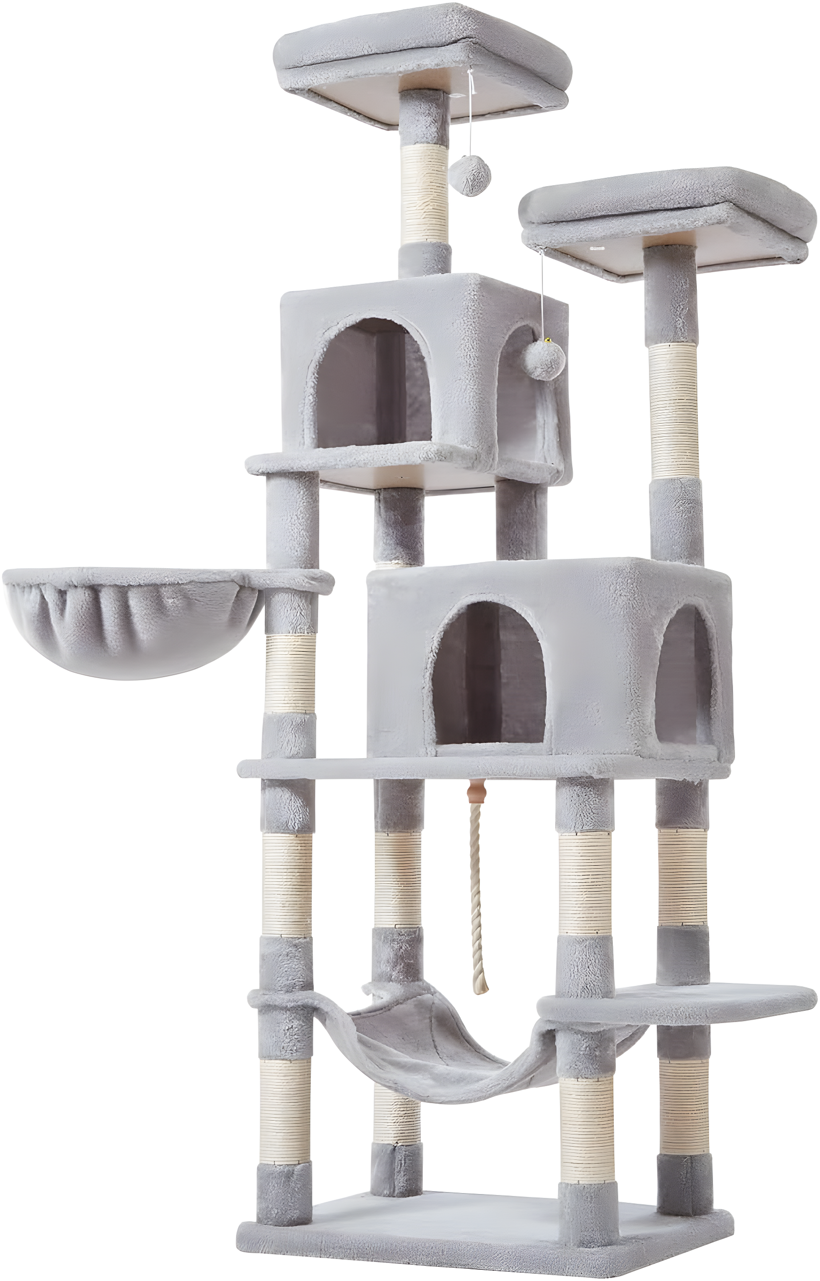 56.3'' Cat Tree Tower for Indoor Cats ,Multi-Level Cat Condo Cat Furniture with Scratching Posts, Perches, Hammock, Cave ,Light Gray