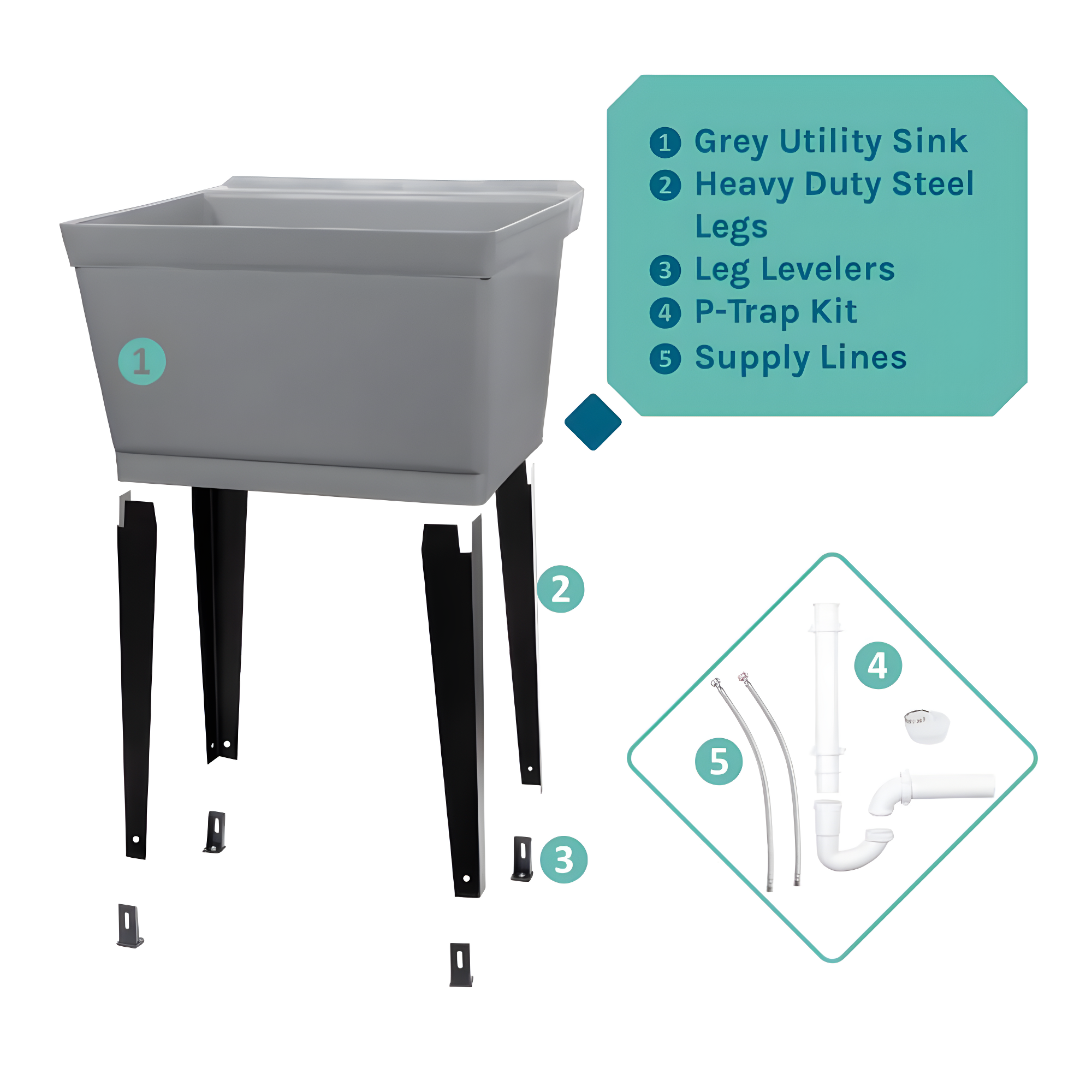 23.5'' L x 23.5'' W Free Standing Laundry Sink