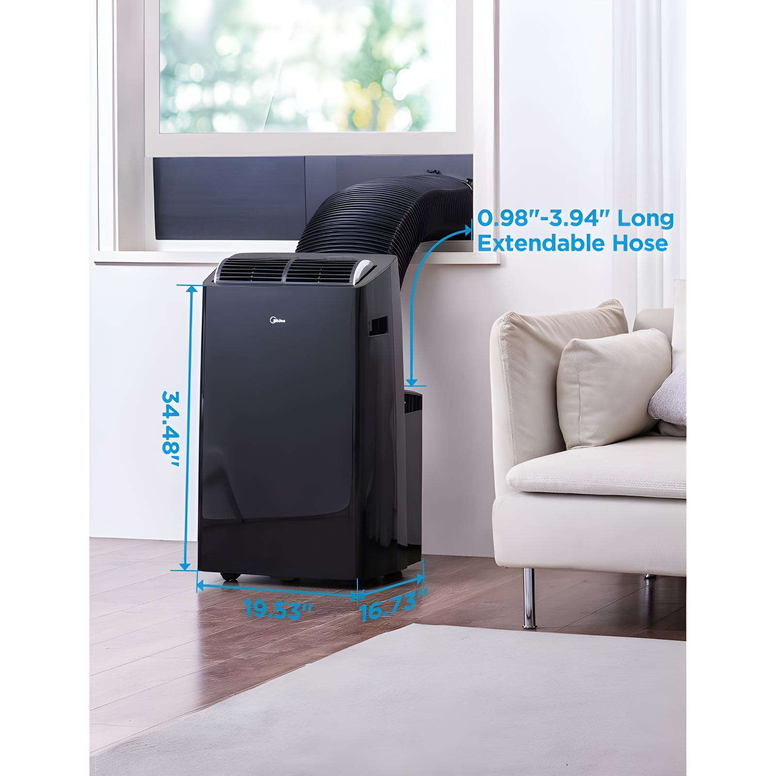 Midea DUO 10,000 BTU SACC Smart Inverter Portable Air Conditioner, Grey