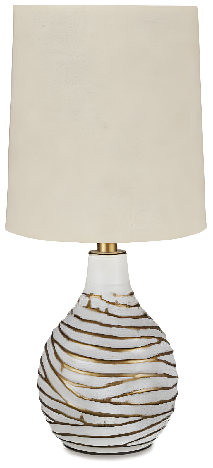 Aleela Table Lamp White/Gold - Signature Design by Ashley: Metallic Antiqued Finish, Drum Shade, 22.25" Height