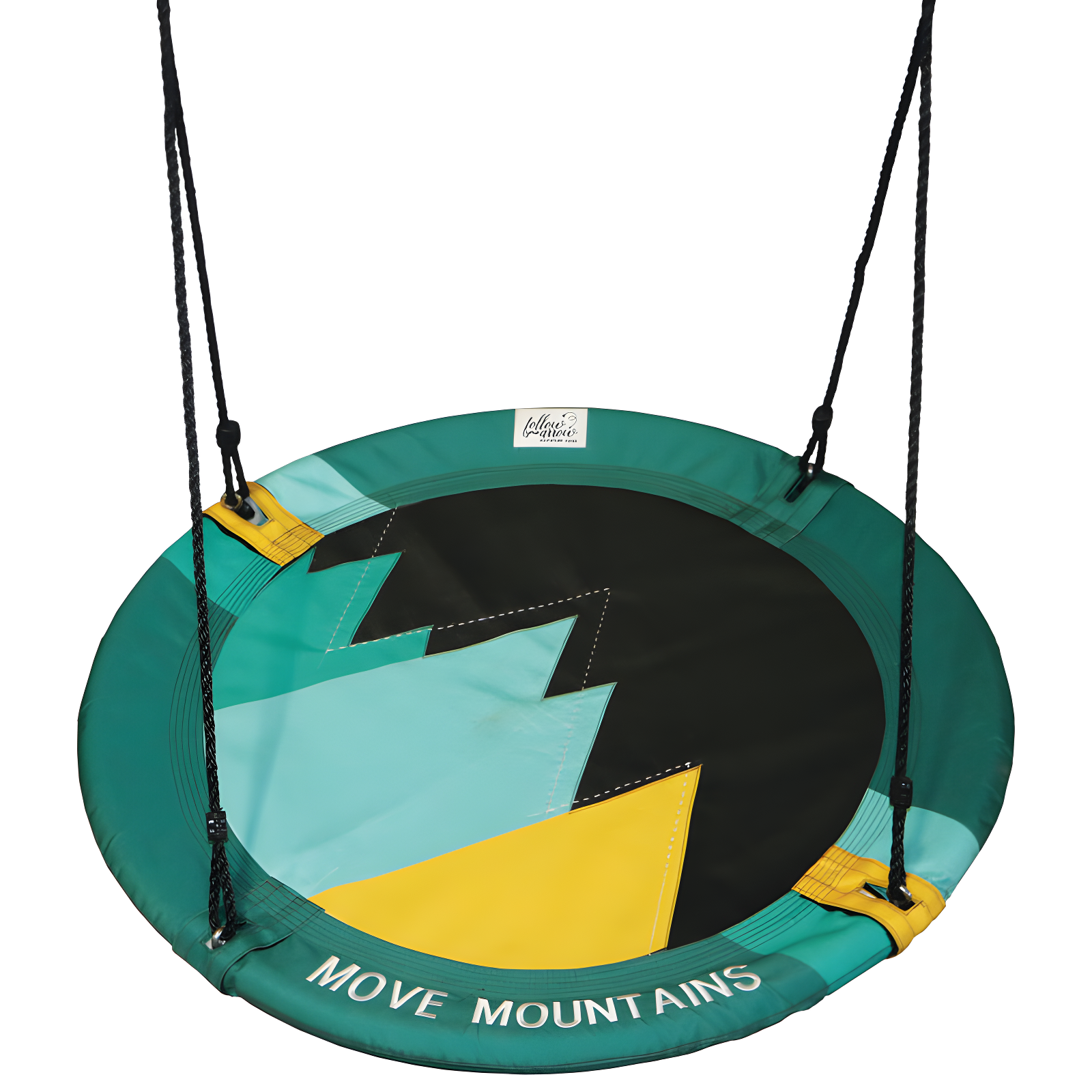 M&M Sales Enterprise Fabric Green Web / Saucer Swing Saucer Seat, Ropes, Spring Clips with Mounting Hangers and Chains