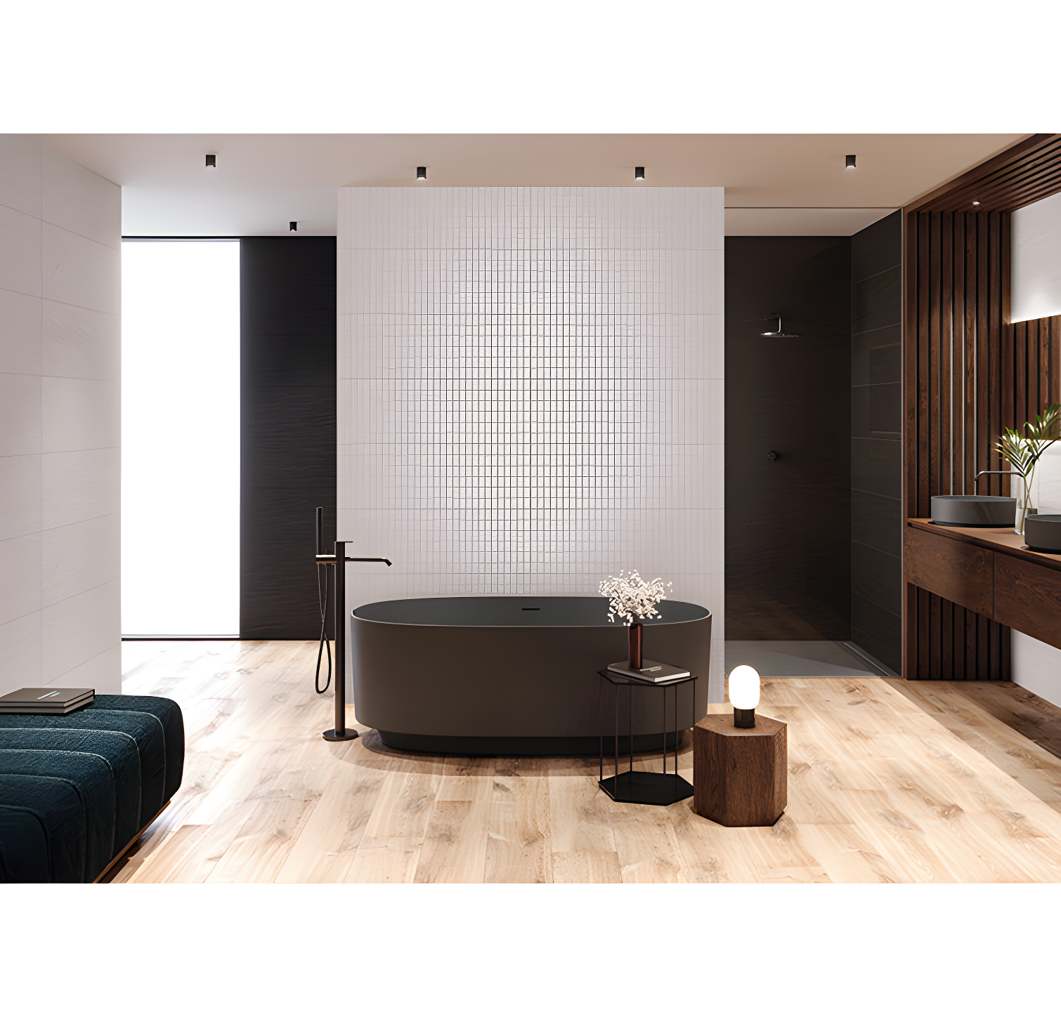 Apollo Tile Imprint 12" x 35" Ceramic Marble Look Wall & Floor Tile (Set of 4)