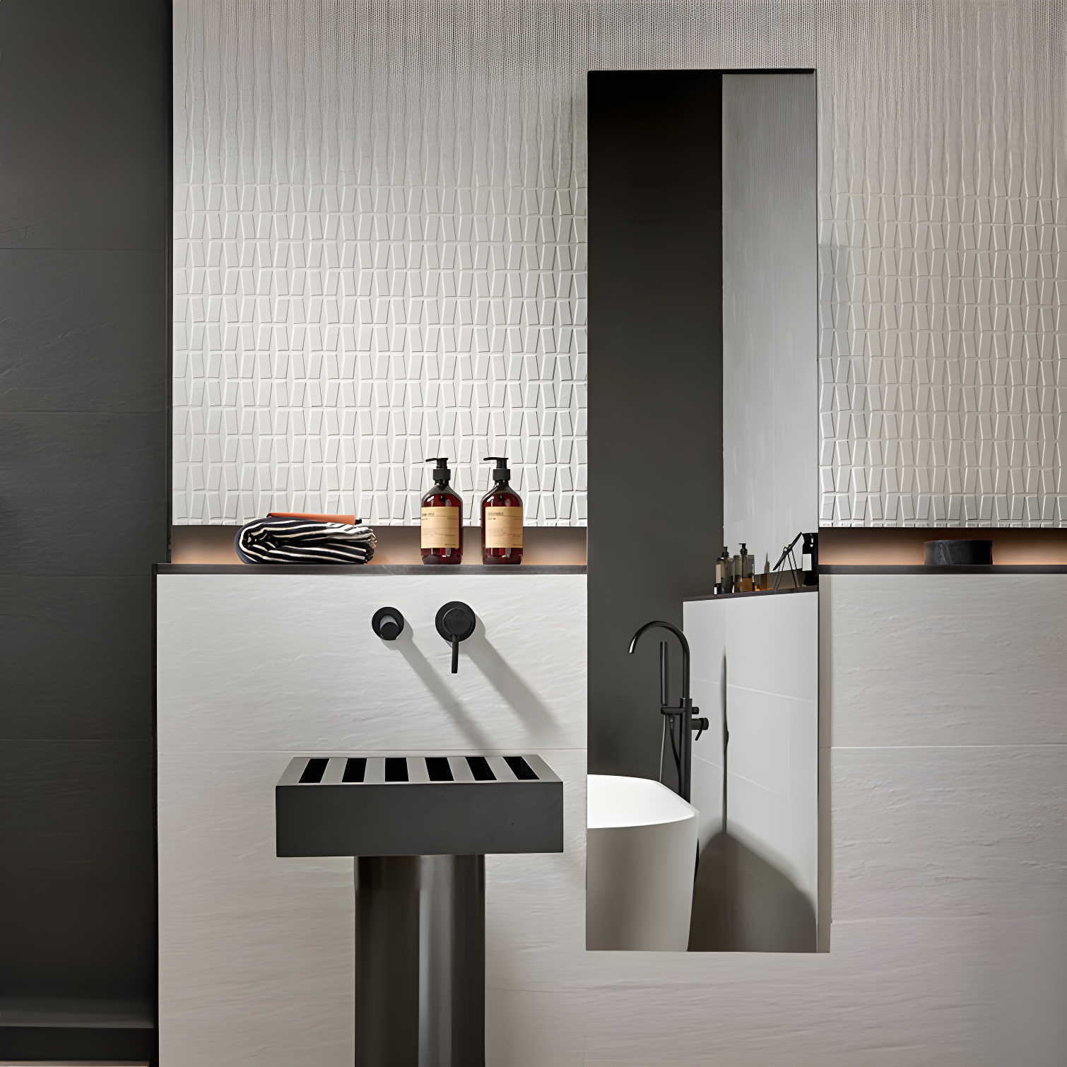 Apollo Tile Imprint 12" x 35" Ceramic Marble Look Wall & Floor Tile (Set of 4)