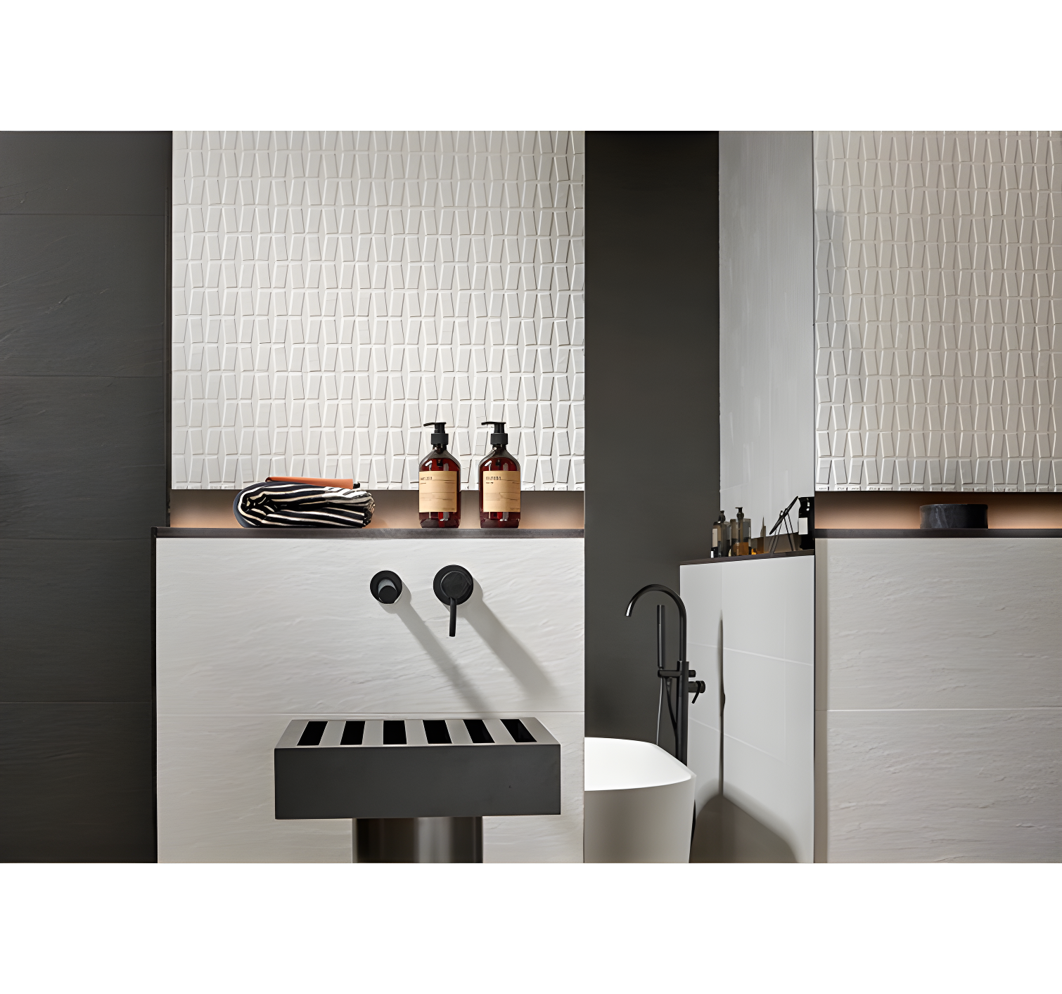 Apollo Tile Imprint 12" x 35" Ceramic Marble Look Wall & Floor Tile (Set of 4)