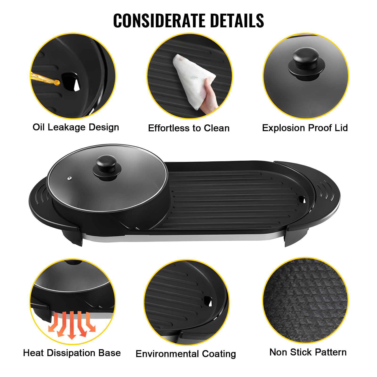 VEVOR VEVOR 2 in 1 BBQ Grill and Hot Pot with Divider