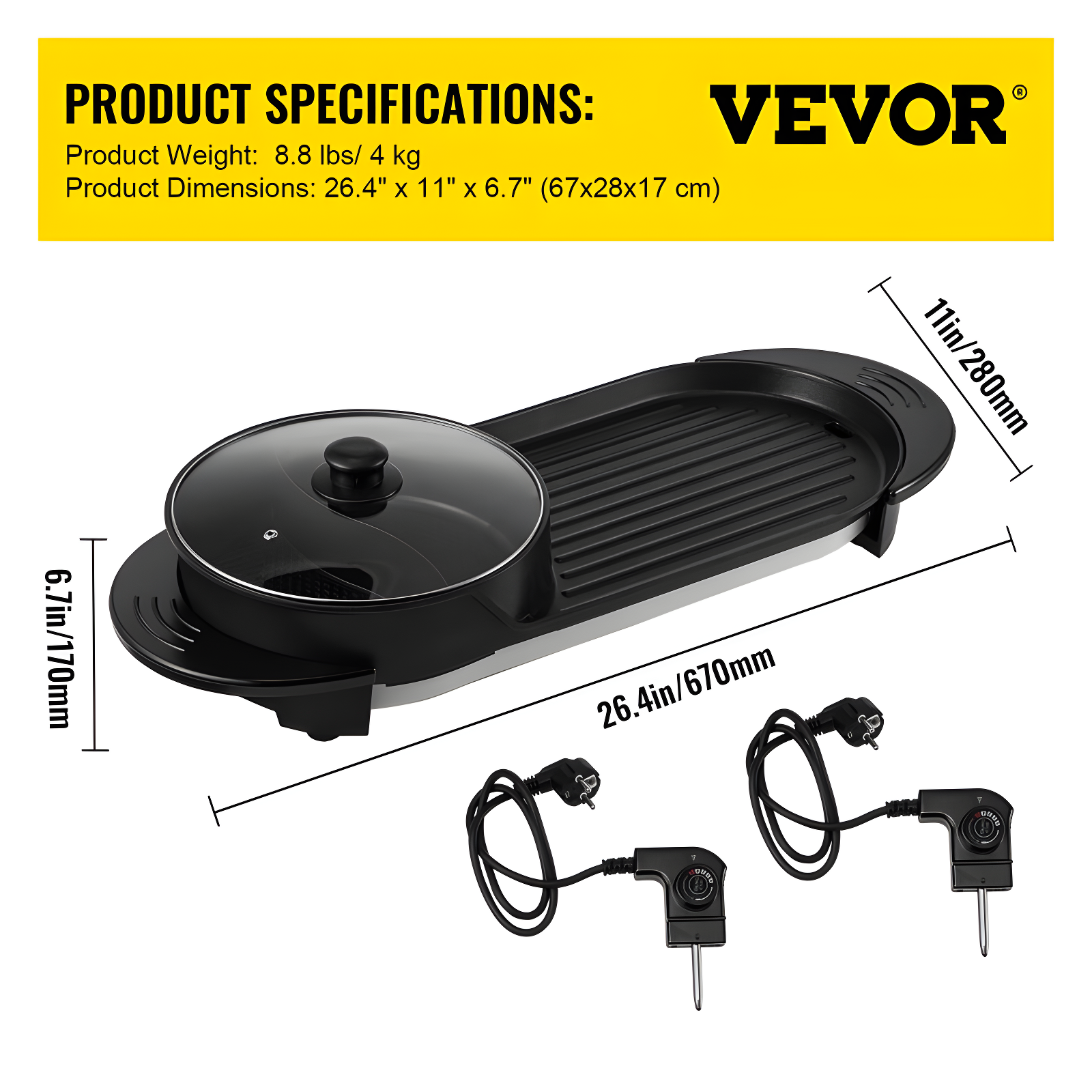 VEVOR VEVOR 2 in 1 BBQ Grill and Hot Pot with Divider