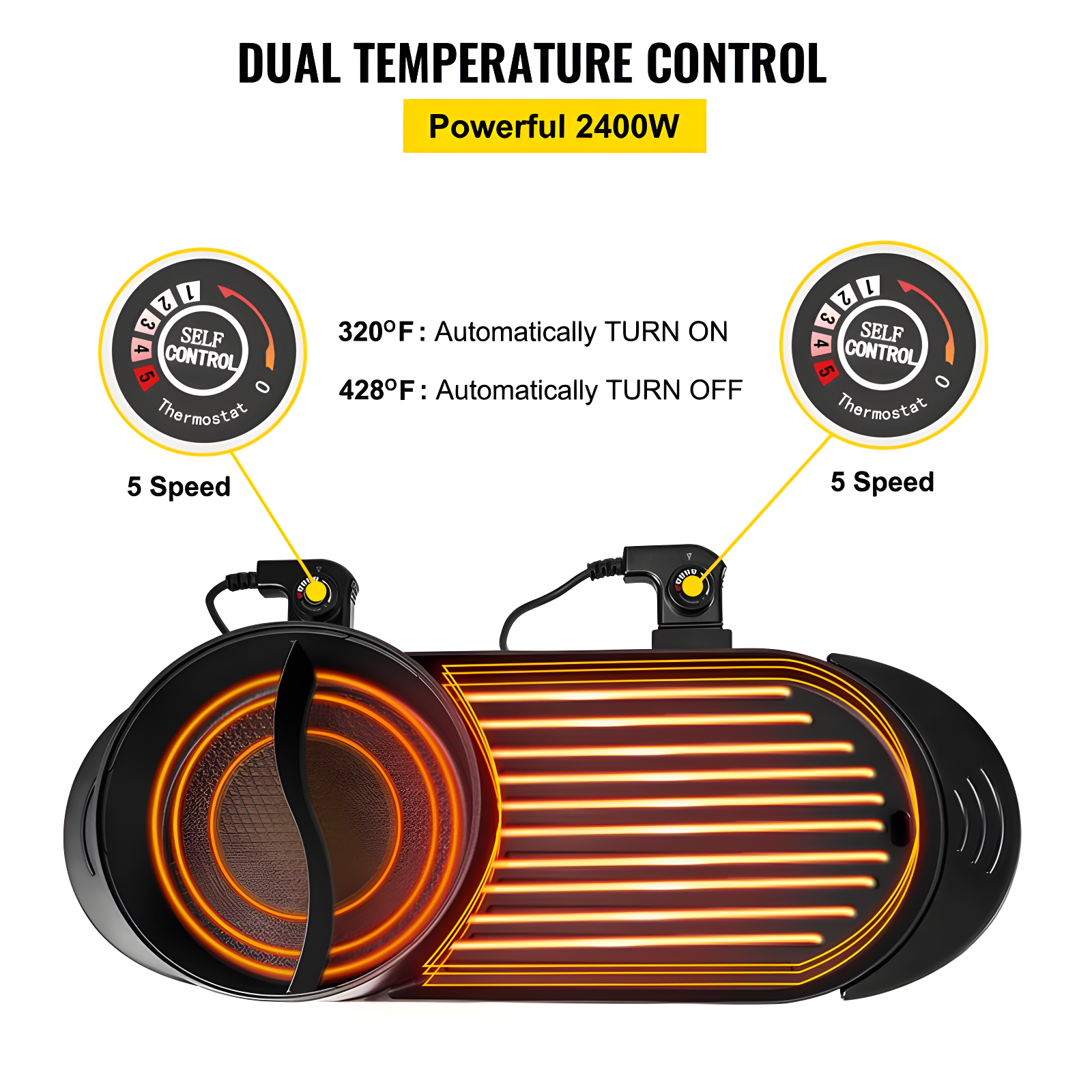VEVOR VEVOR 2 in 1 BBQ Grill and Hot Pot with Divider