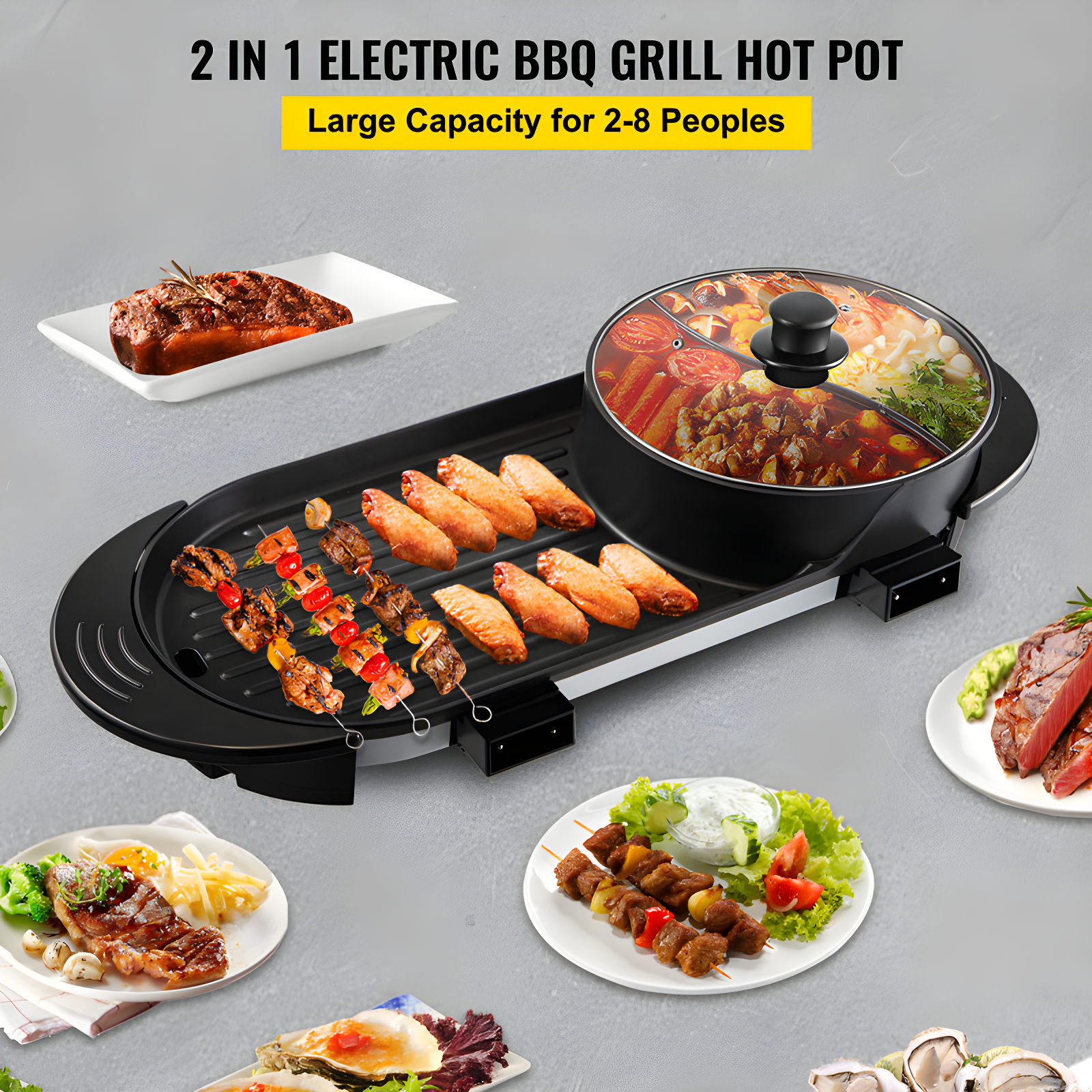 VEVOR VEVOR 2 in 1 BBQ Grill and Hot Pot with Divider