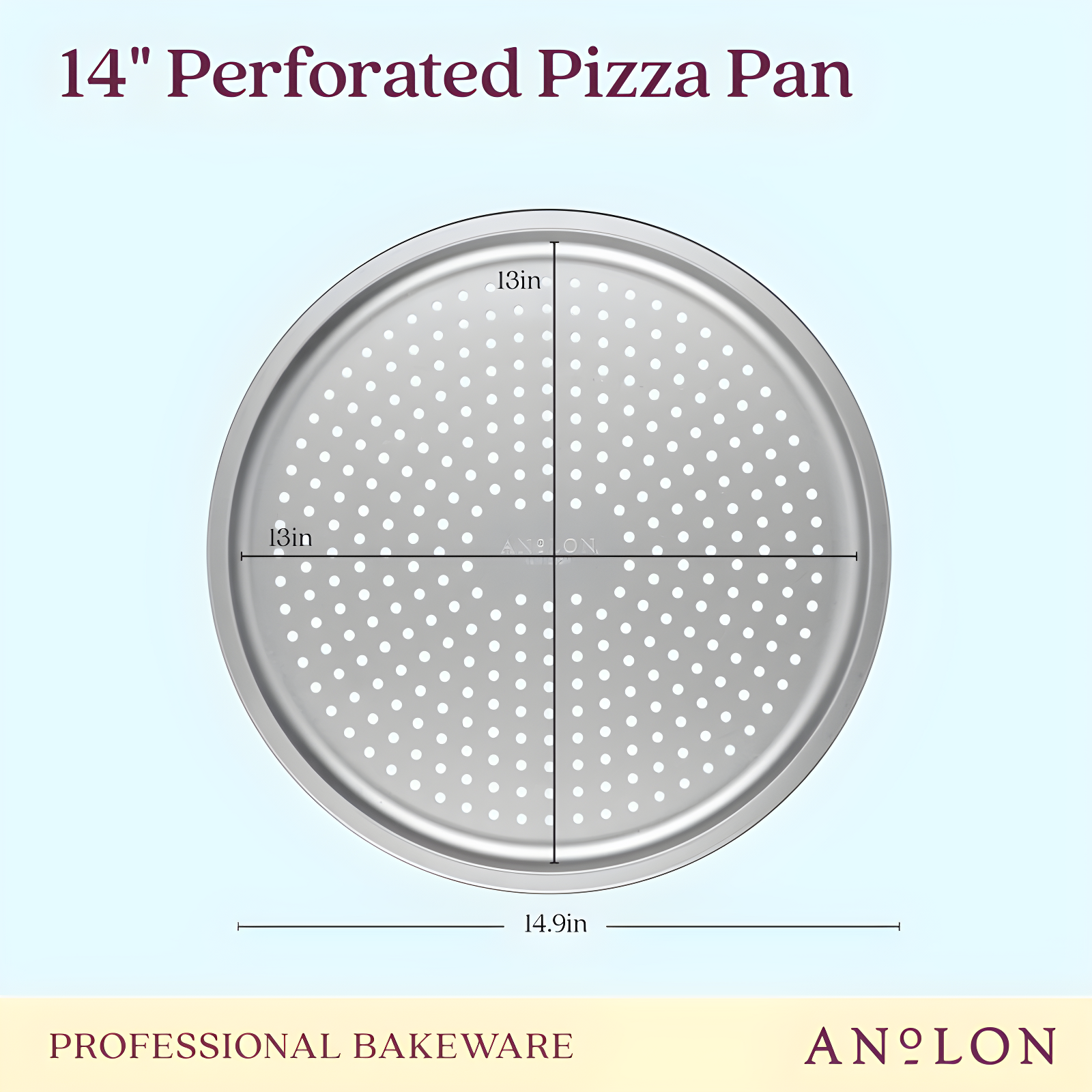 Anolon Anolon Pro-Bake Bakeware Aluminized Steel Perforated Pizza Pan, 14 Inch, Silver