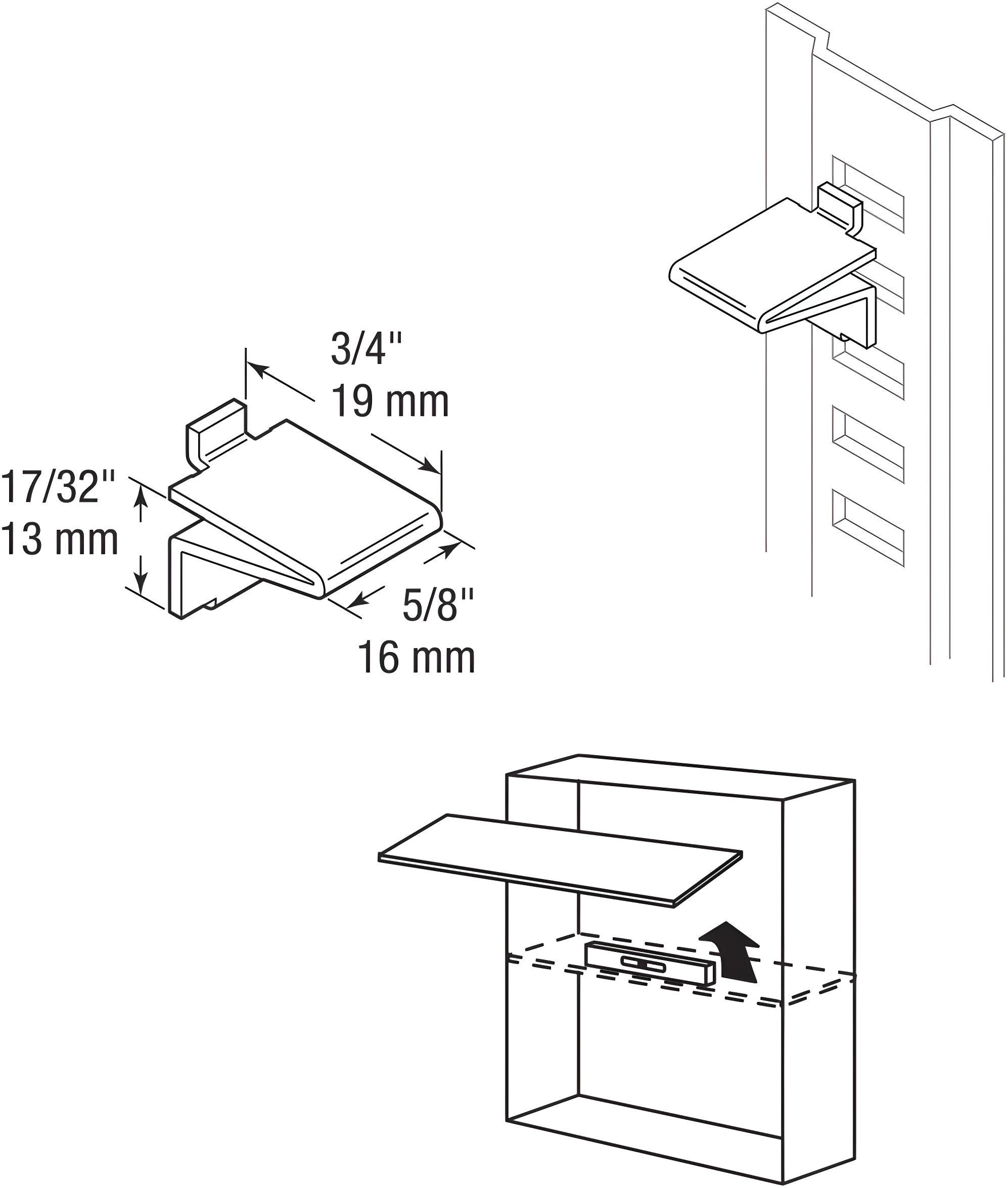 Prime-Line Nickel Plated Metal Strip Lock Style Shelf Bracket , Knape and Vogt (Set of 8)