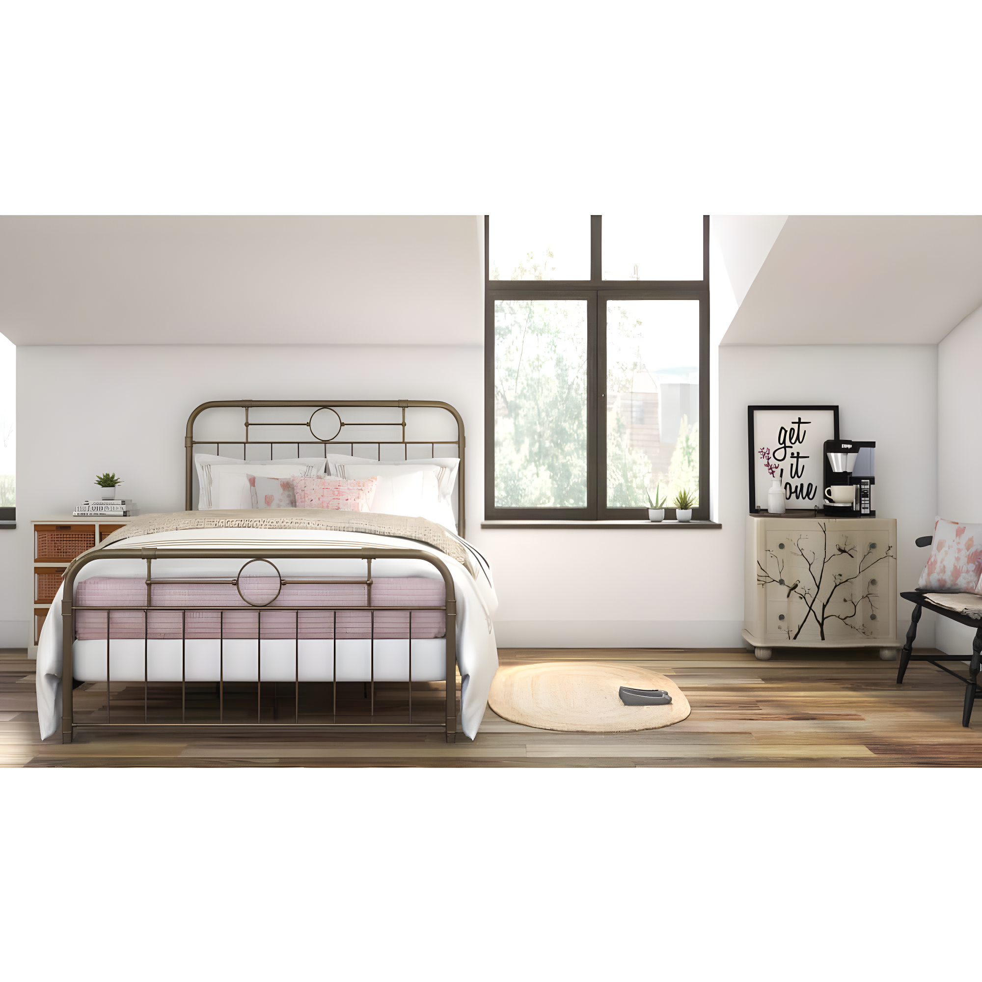 HumbleNest Countryside Classic Metal Textured Standard Bed, Queen, Bronze