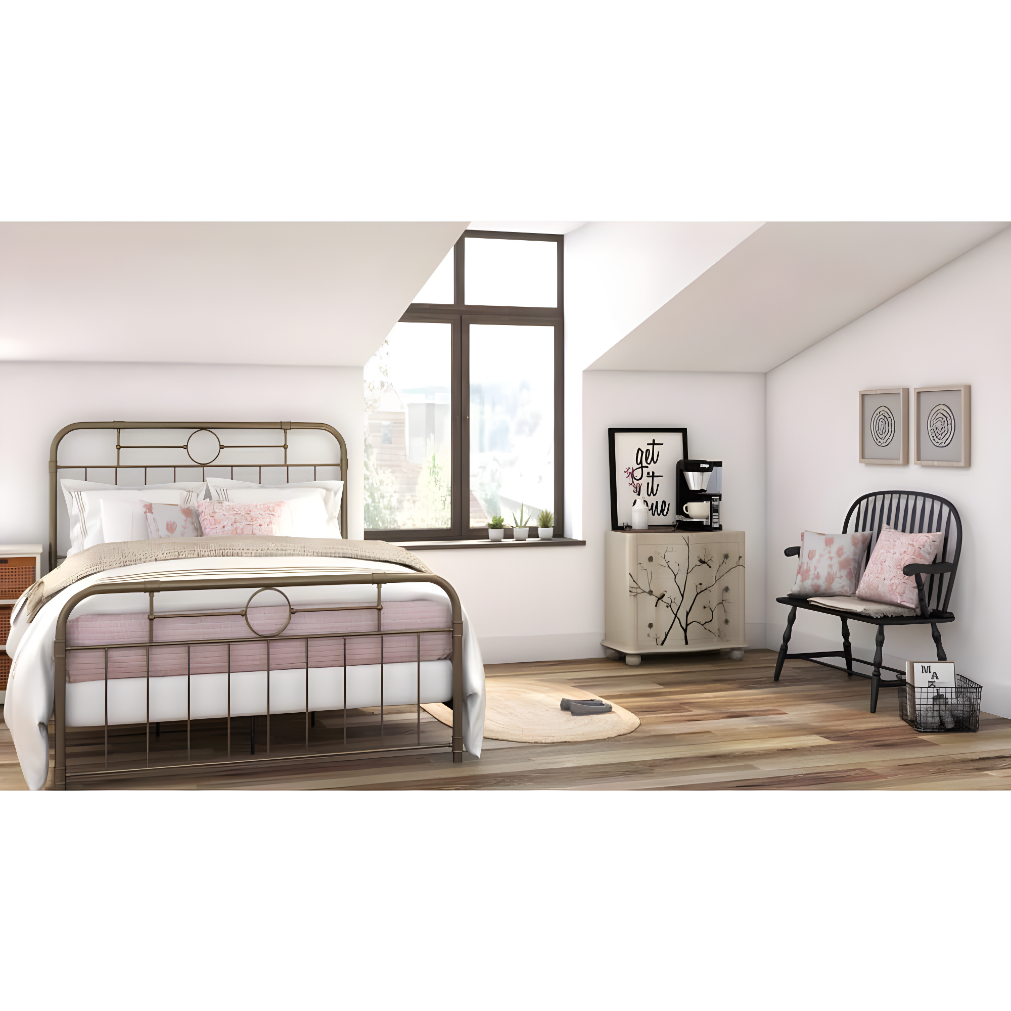 HumbleNest Countryside Classic Metal Textured Standard Bed, Queen, Bronze