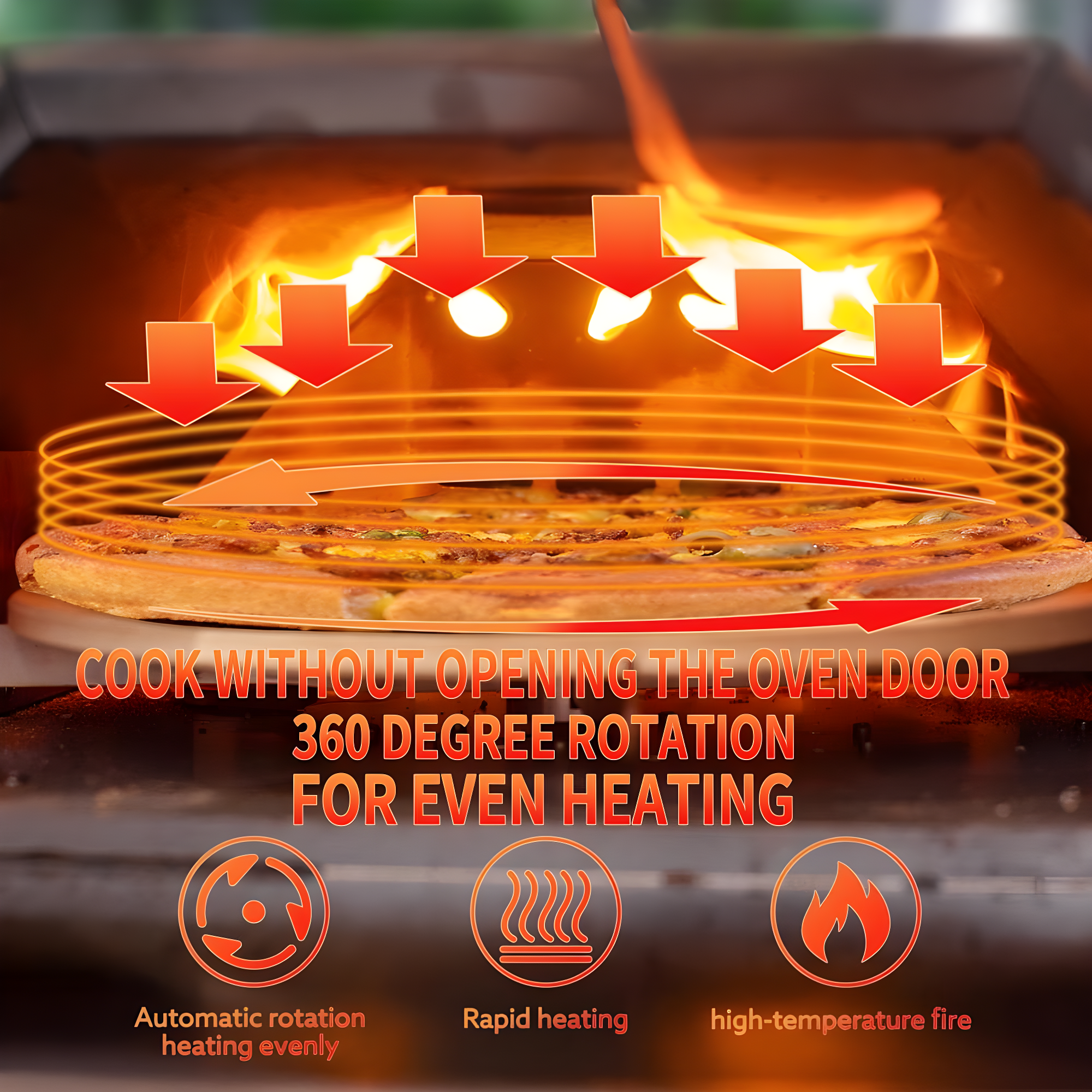 Mocoloo Automatic Outdoor Pizza Oven Portable Wood Fired Pizza Maker with Timer and Built-in Thermometer