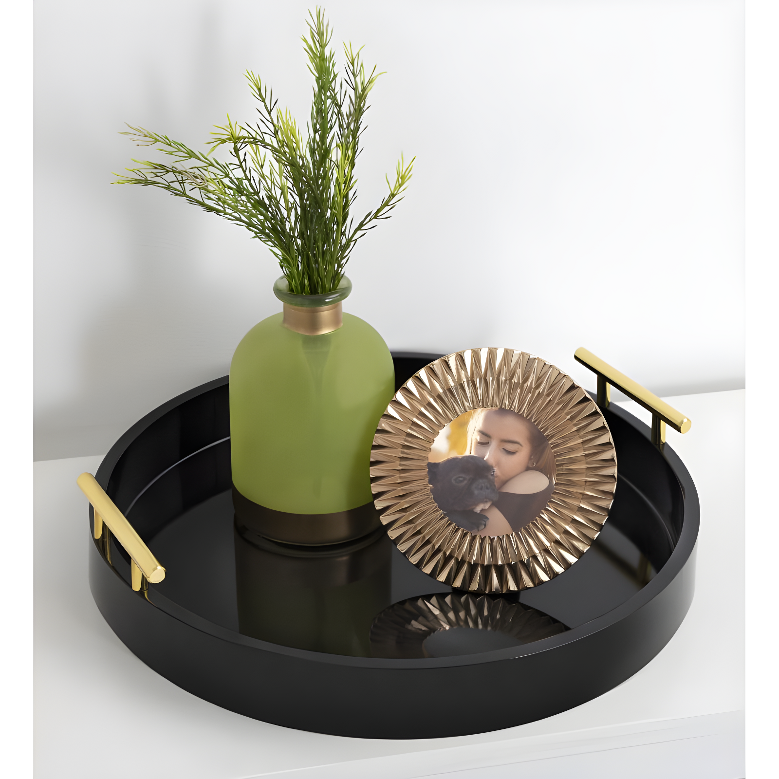 Kate and Laurel Lipton Tray, 15.5" Diameter, Black