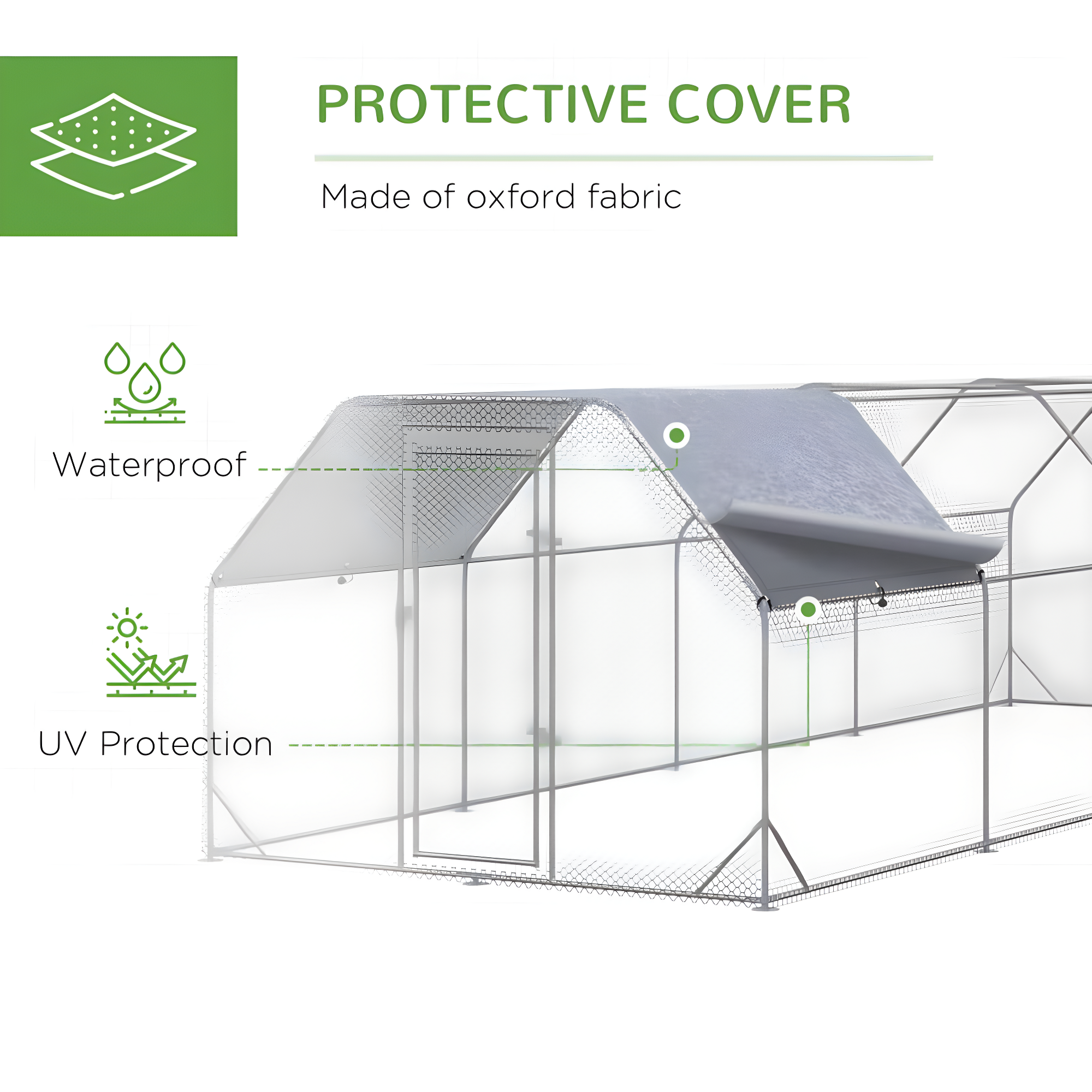 PawHut Metal Chicken Coop Run with Cover, Walk-In Outdoor Pen, Fence Cage Hen House for Yard, 24.9' x 9.2' x 6.4'