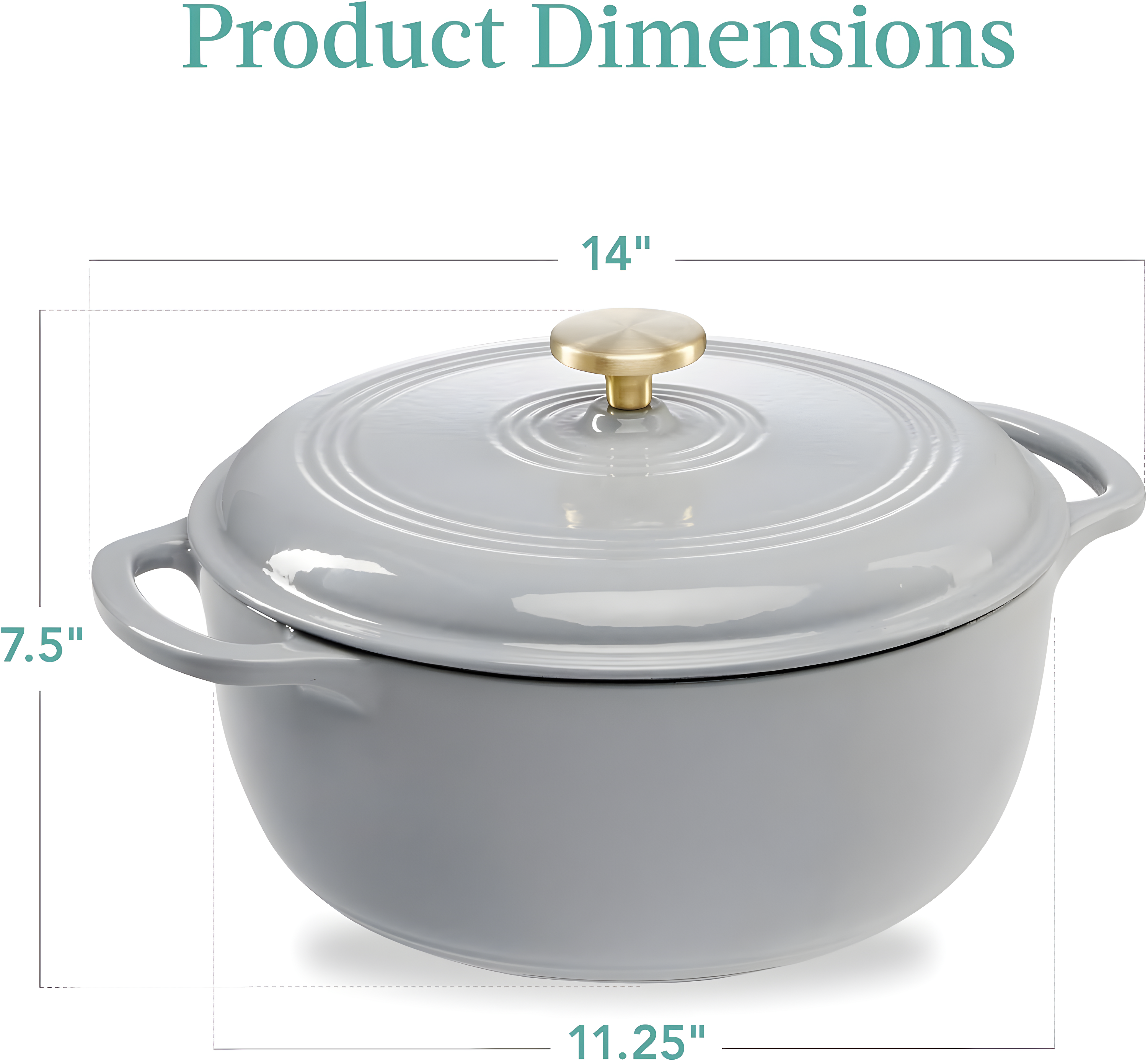 Enamel Cast-Iron Dutch Oven, Heavy-Duty Cookware w/ Dual Handles, Lid