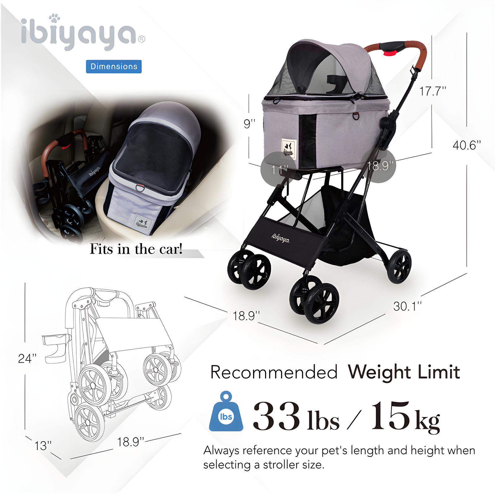 Ibiyaya Travois Tri-fold Pet Travel System