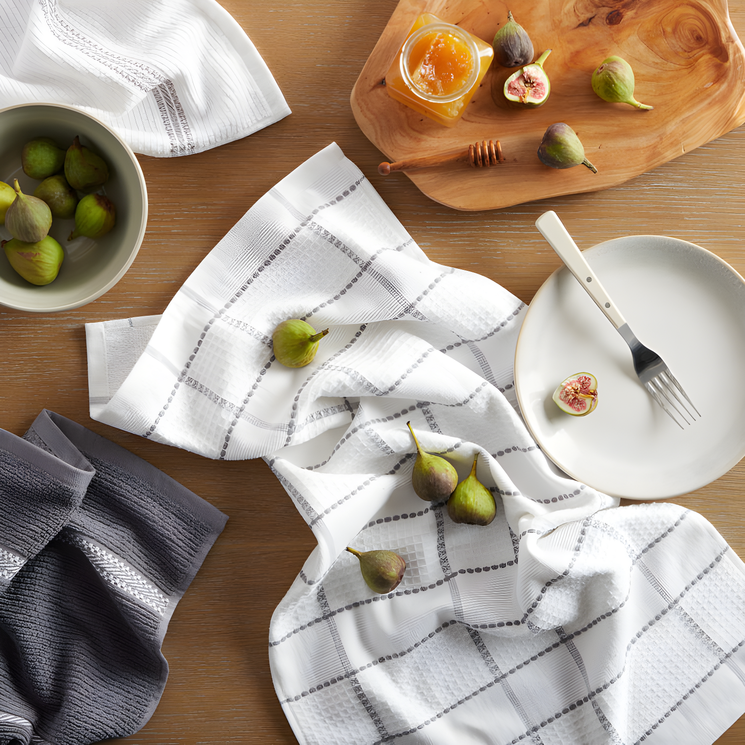 Martha Stewart Martha Stewart Modern Waffle Kitchen Towel Set 6-Pack, Linen, 16"x28" (Set of 6)