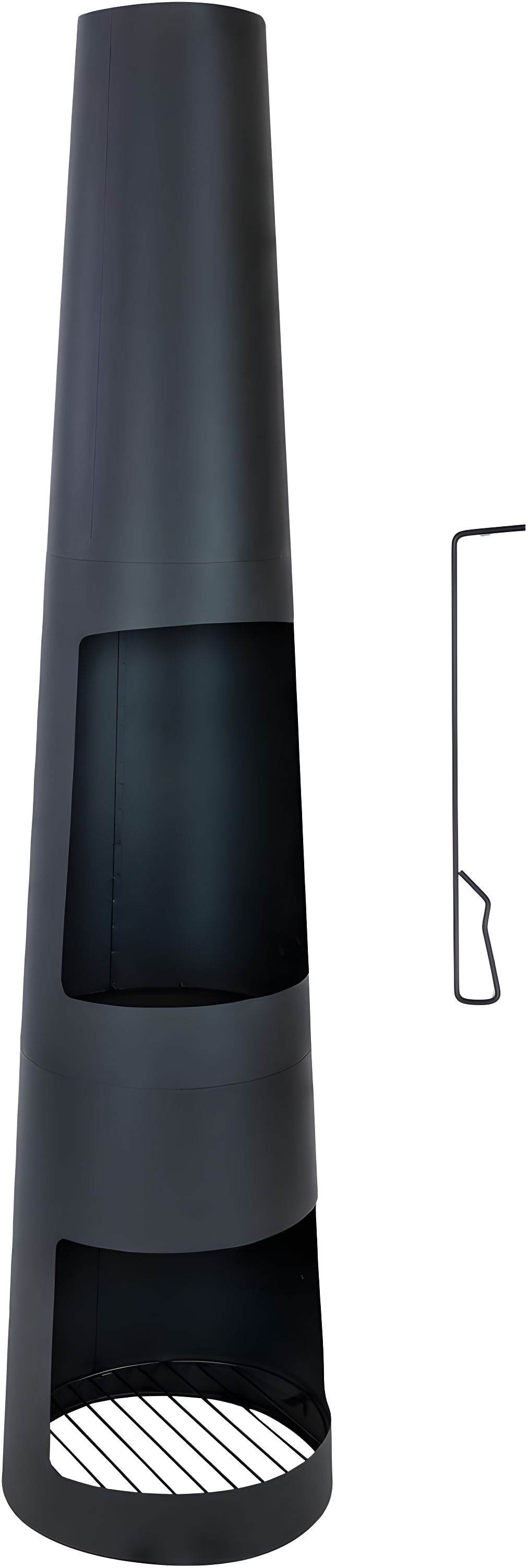 17 Stories 59" Black Finish Steel Outdoor Chiminea Fire Pit with Built-In Log Holder