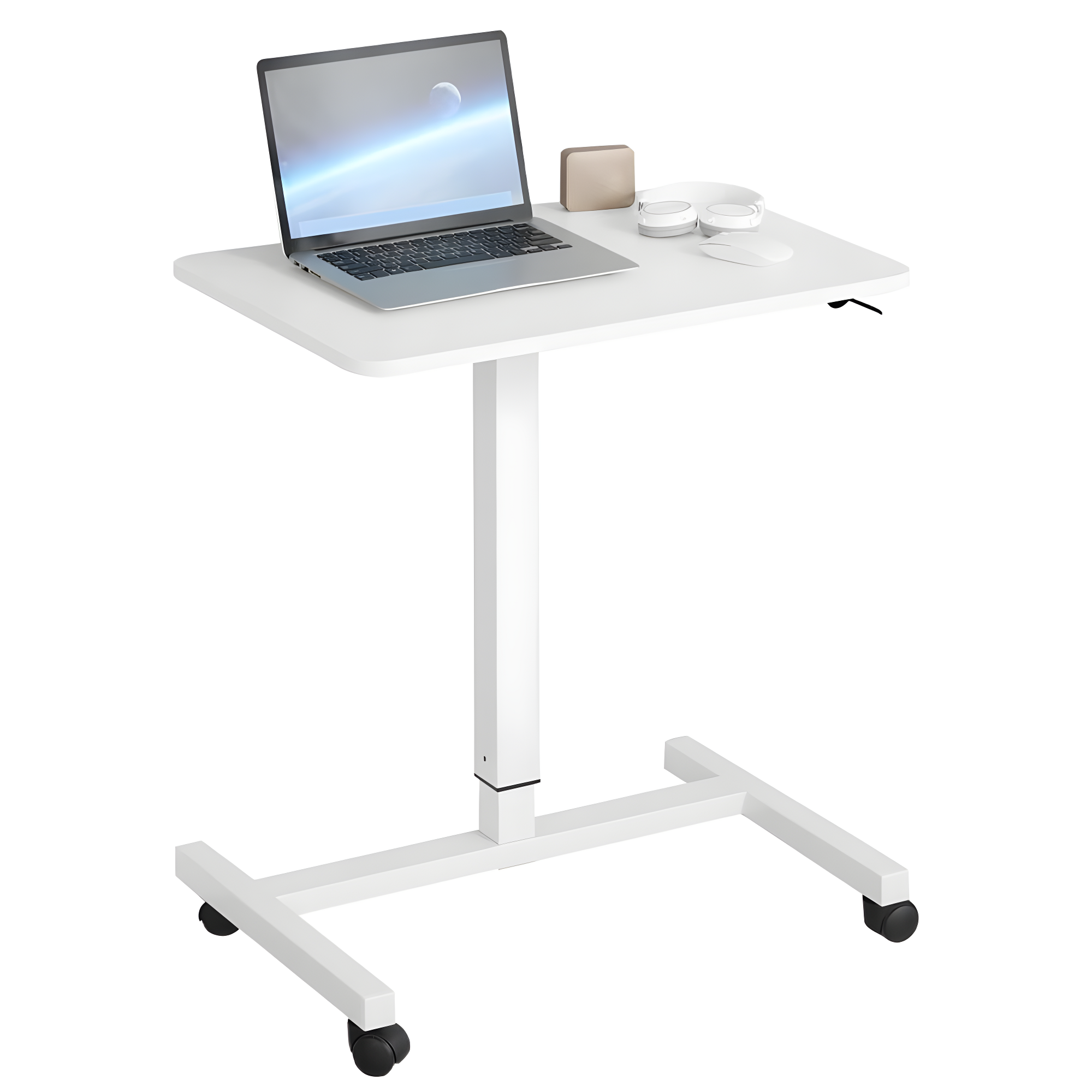 XIANERS Mobile Standing Desk Pneumatic Computer Table Adjustable Height Mobile Stand Up Desk With Wheels Portable Rolling Desk Computer Desk Laptop Desk Standing Table latest