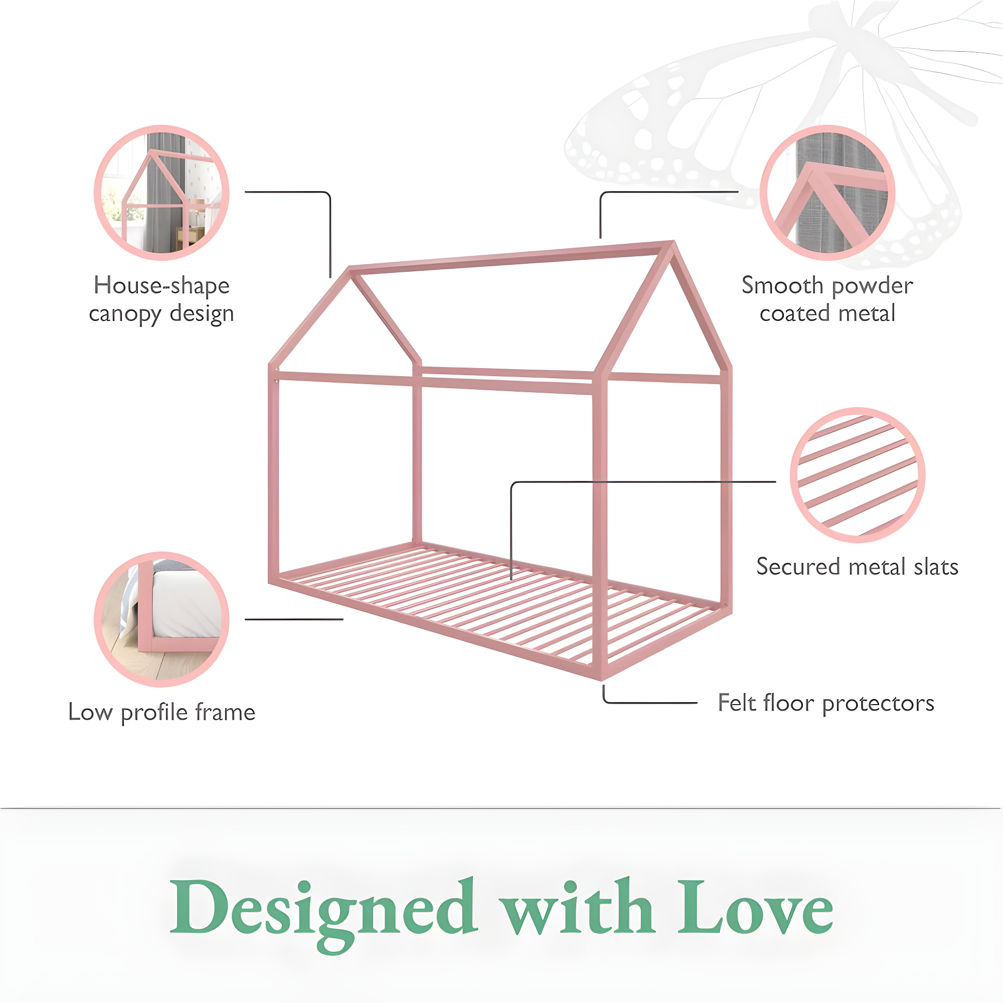 Max & Finn Skyler Metal Montessori House Bed