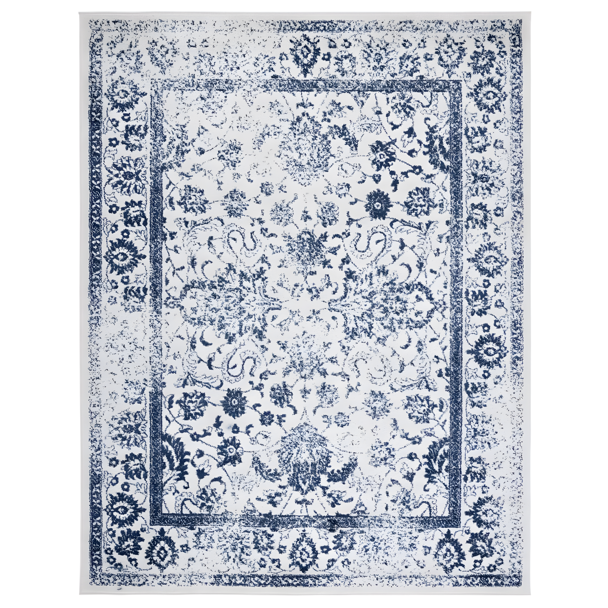 SAFAVIEH Adirondack Wyatt Distressed Area Rug, Ivory/Navy, 11' x 15'