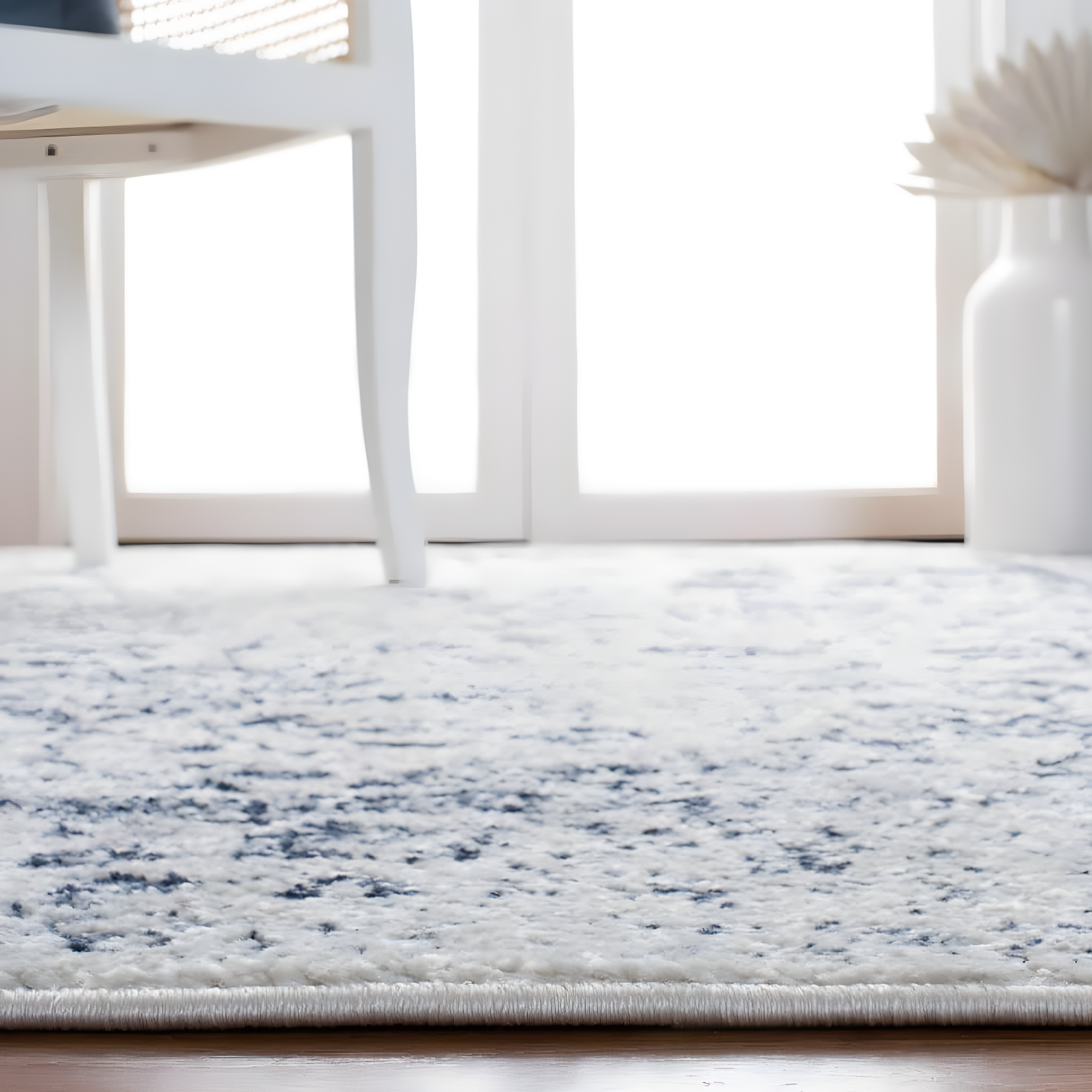 SAFAVIEH Adirondack Wyatt Distressed Area Rug, Ivory/Navy, 11' x 15'