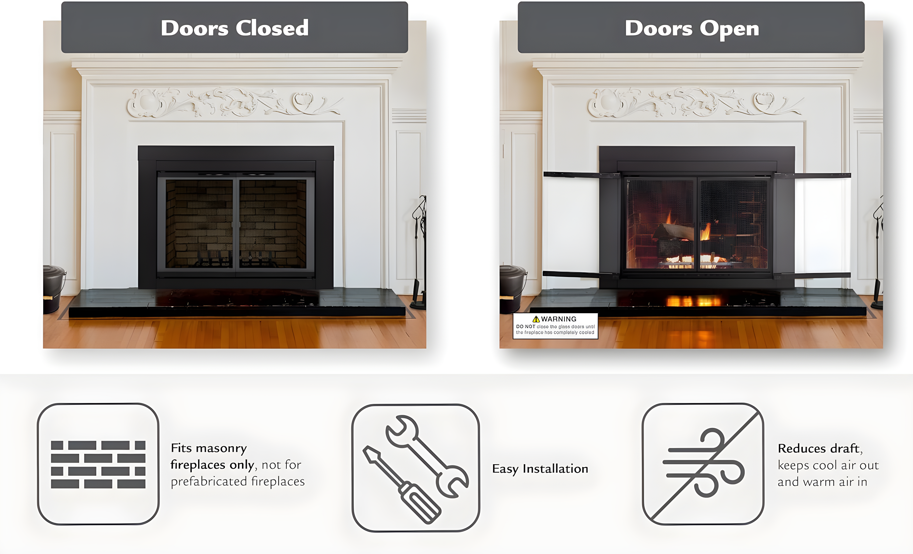 Pleasant Hearth Alpine Black Fireplace Glass Doors - Small