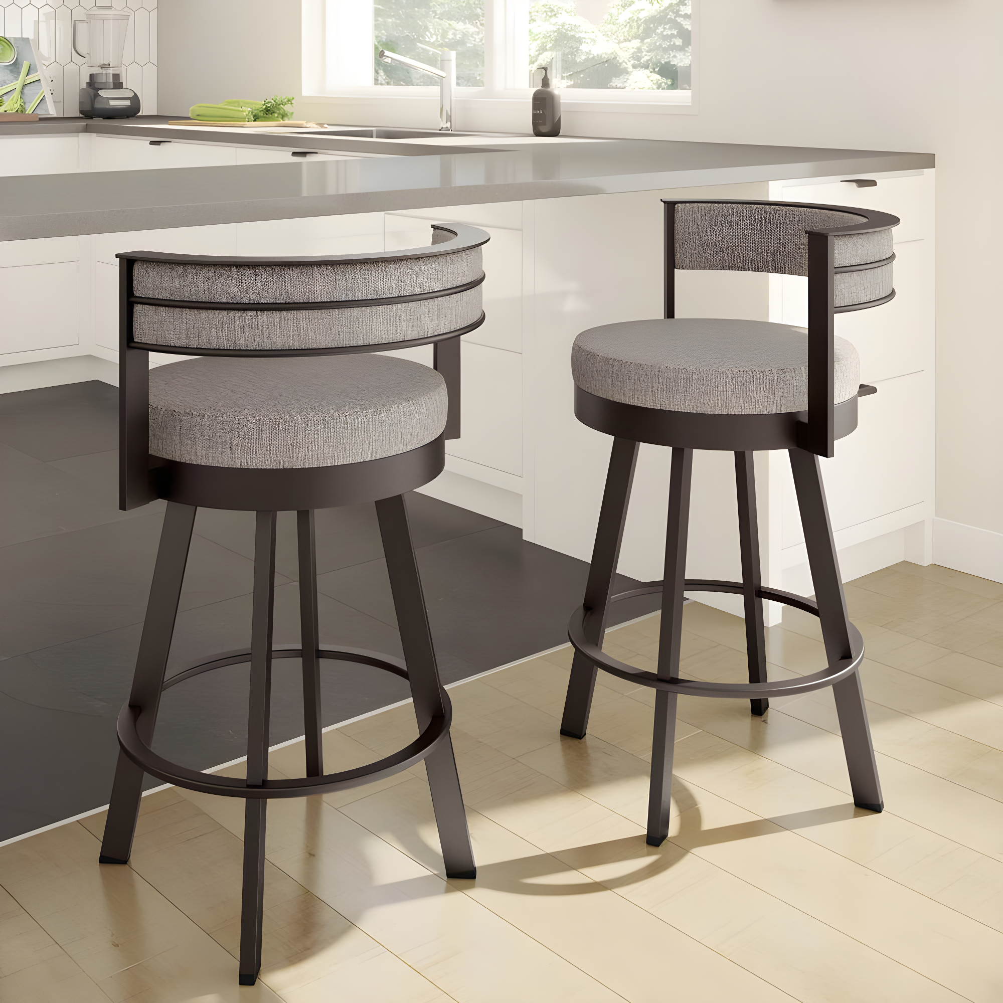 26" Browser Swivel Counter Height Barstool with Upholstered Seat - Amisco