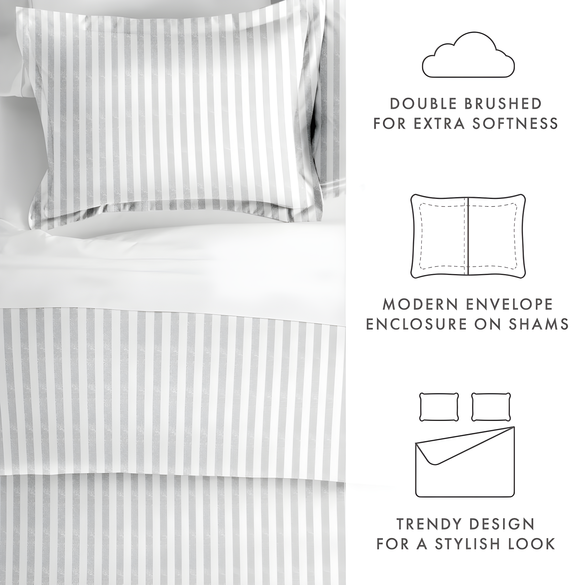 Becky Cameron 3 Piece Rugged Stripe Pattern Duvet Cover Set