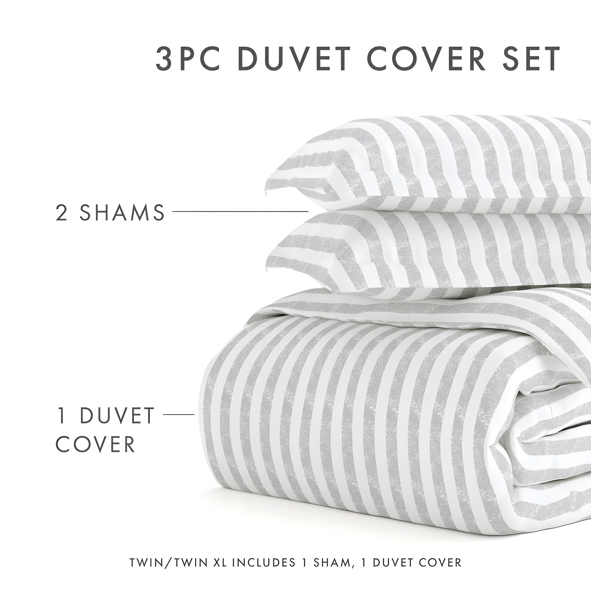 Becky Cameron 3 Piece Rugged Stripe Pattern Duvet Cover Set