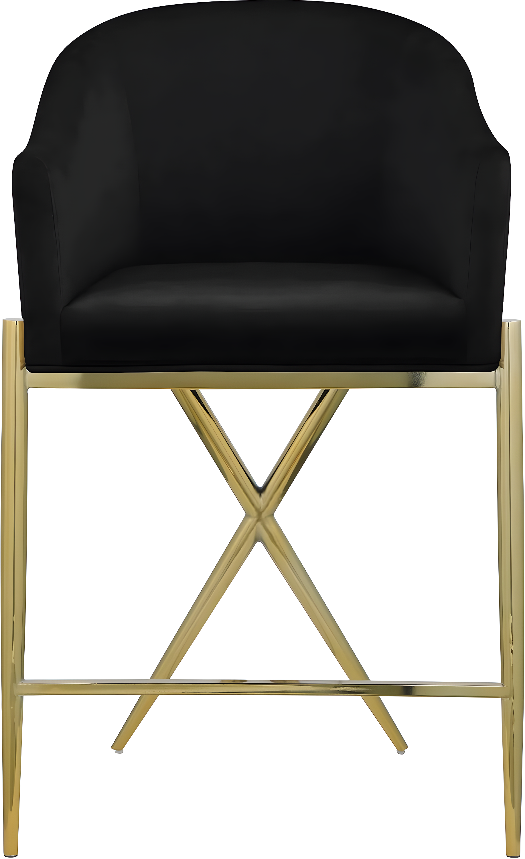 Meridian Furniture Xavier Black Velvet Counter Stool with Gold Metal Legs