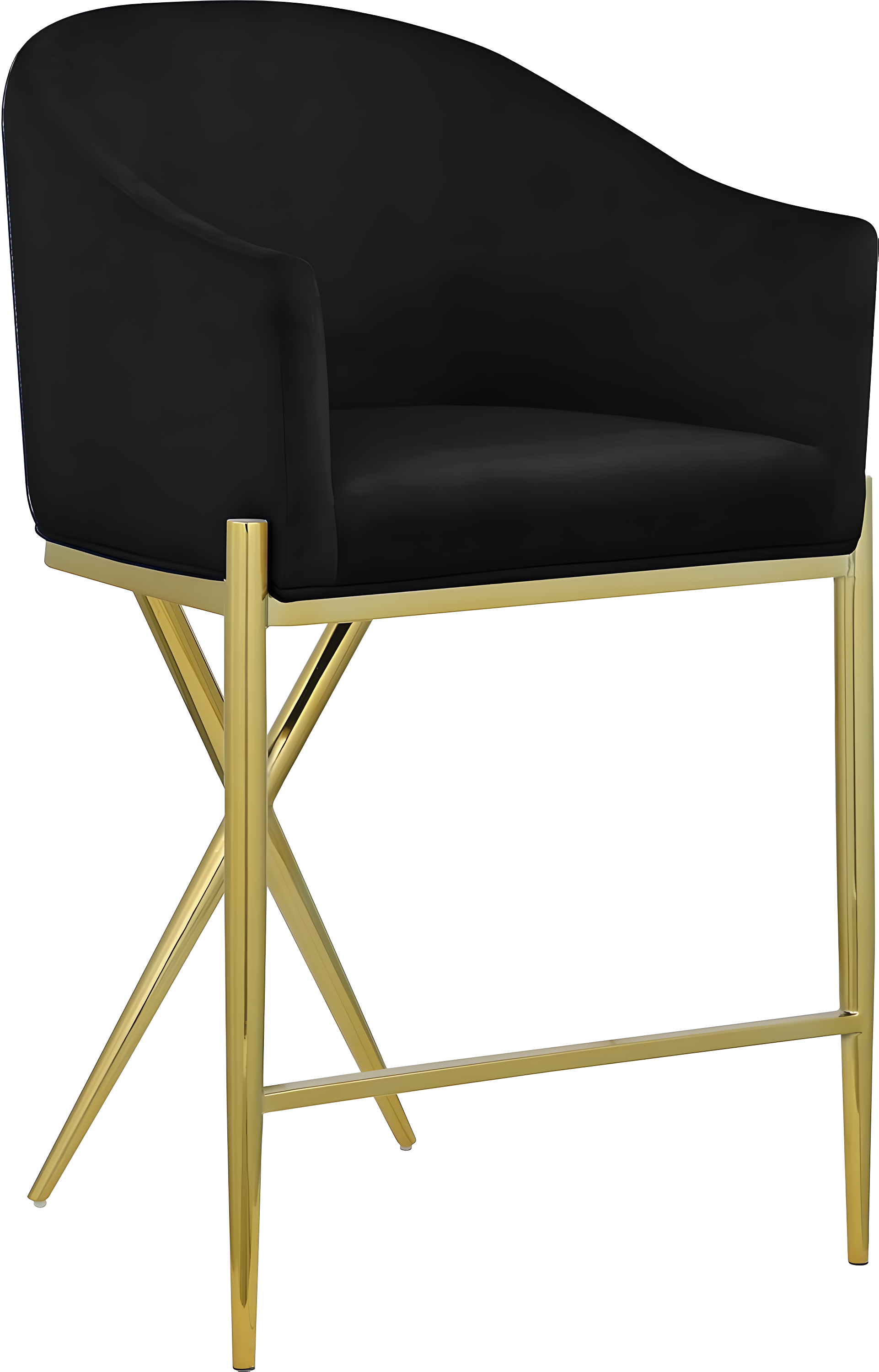 Meridian Furniture Xavier Black Velvet Counter Stool with Gold Metal Legs
