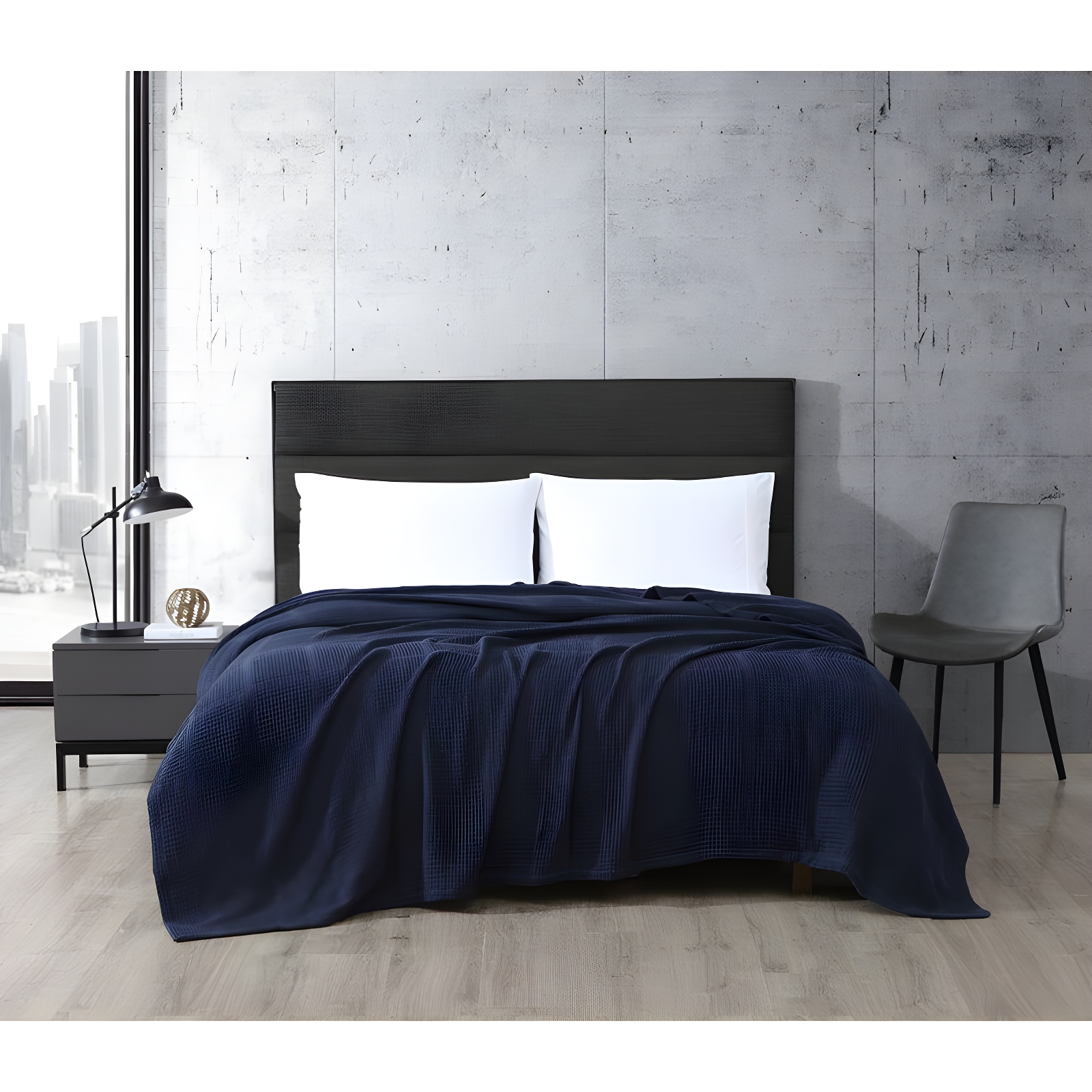 Kenneth Cole Kenneth Cole Waffle Grid Solid Cotton Blanket