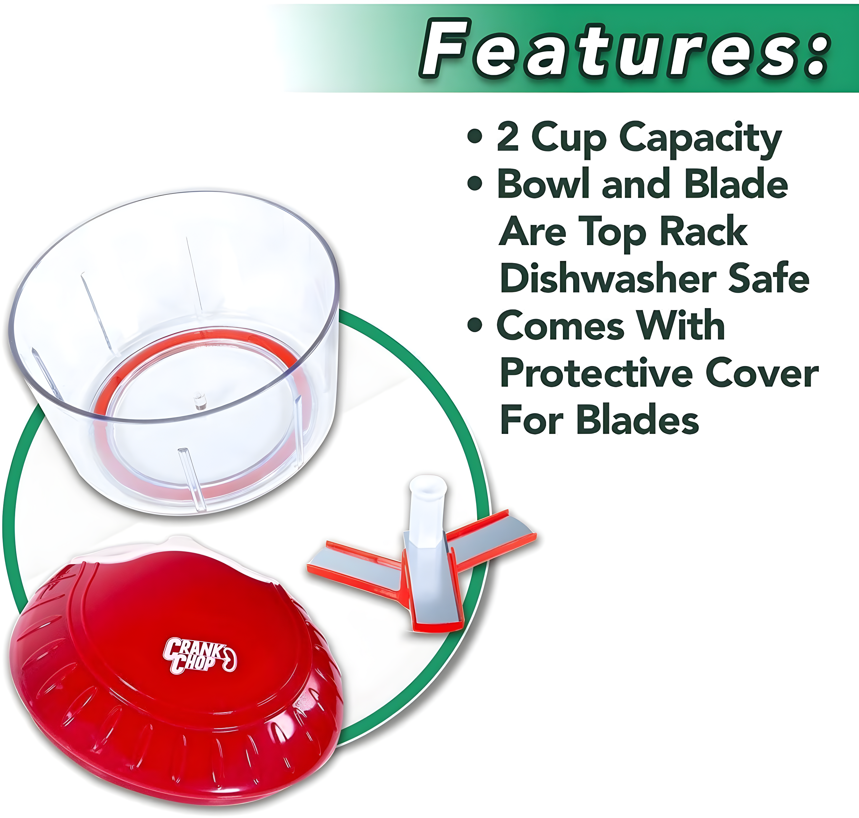 Crank Chop Food Chopper and Processor Original - Chop Dice Puree Vegetables Onions Tomatoes Garlic Meats and Nuts in Just Seconds for Delicious Meals - Perfect for Homemade Salsa