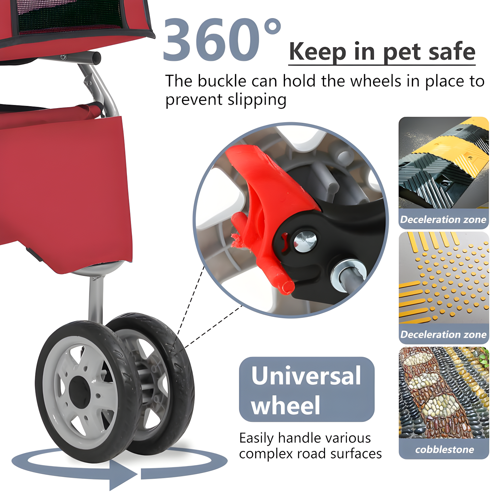 ToccoLeggero Pet Stroller Foldable Dog Stroller 3-Wheel Durable Cat Jogger Stroller For Small And Medium Dogs Cats With Washable Liner Storage Basket Cup Holder