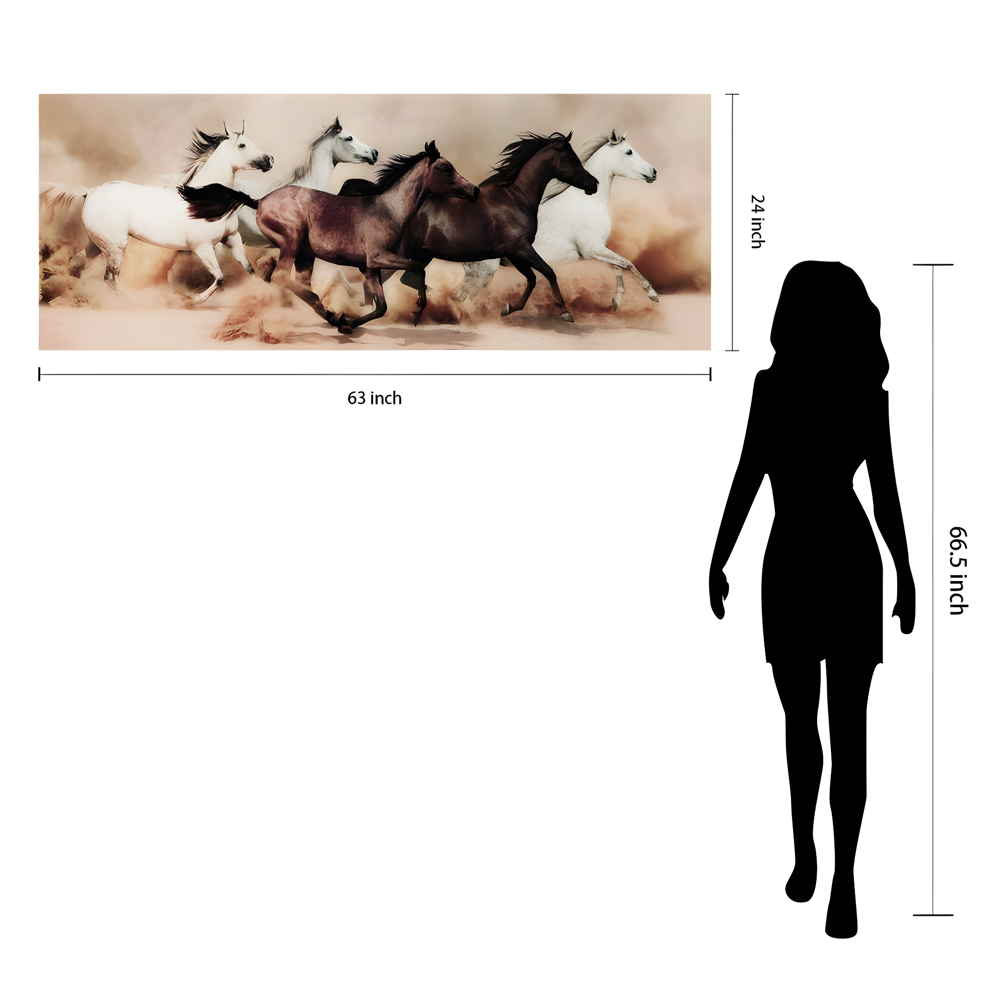 Empire Art Direct "Stampede" Horses Wall Art Printed on Free Floating Tempered Glass