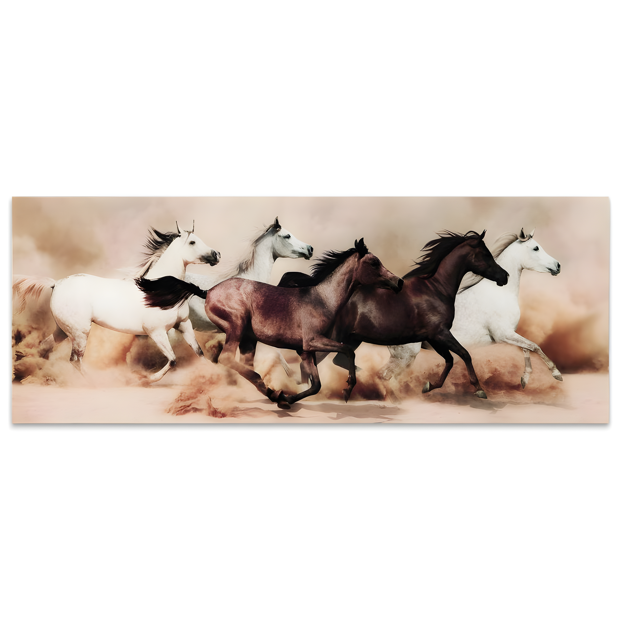 Empire Art Direct "Stampede" Horses Wall Art Printed on Free Floating Tempered Glass
