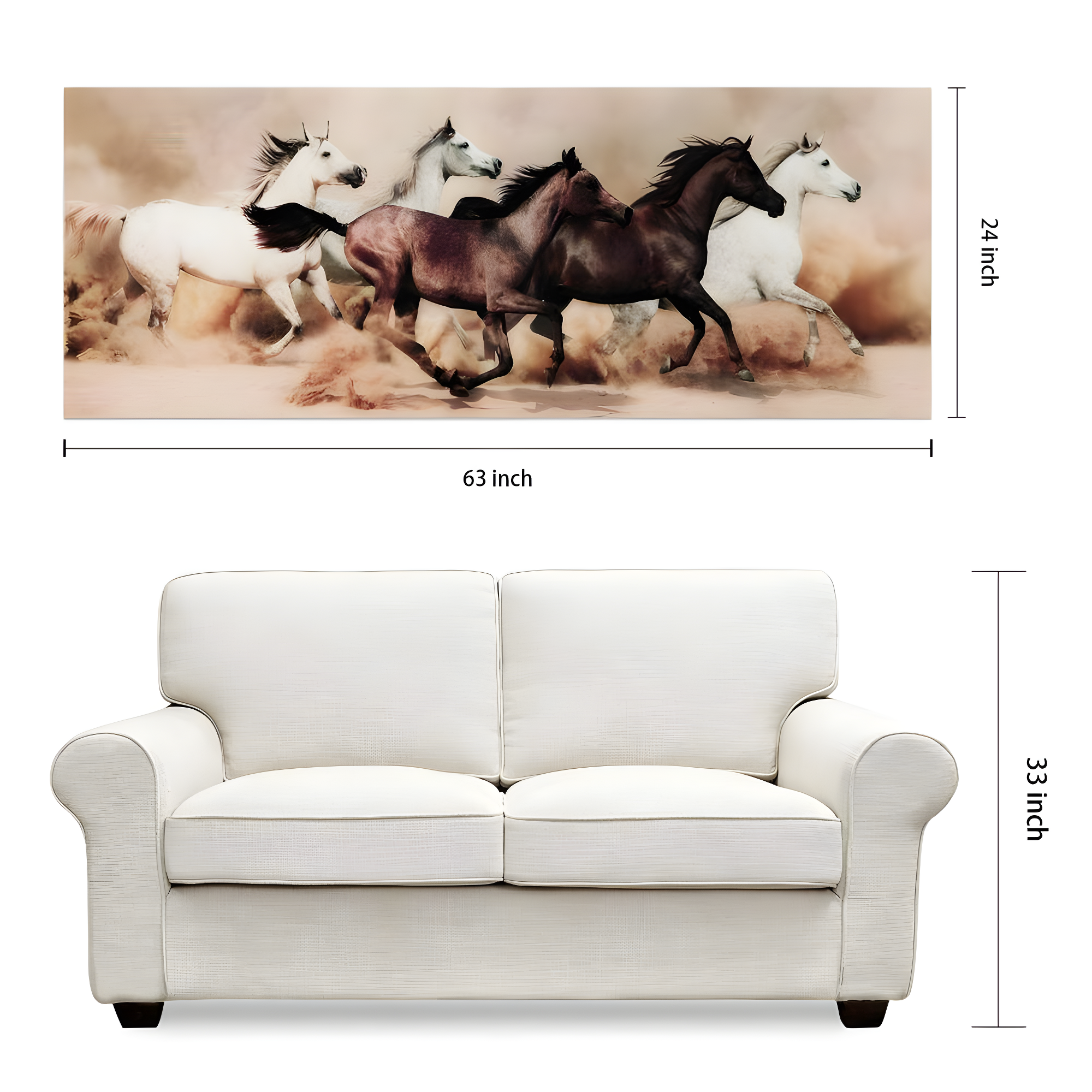 Empire Art Direct "Stampede" Horses Wall Art Printed on Free Floating Tempered Glass
