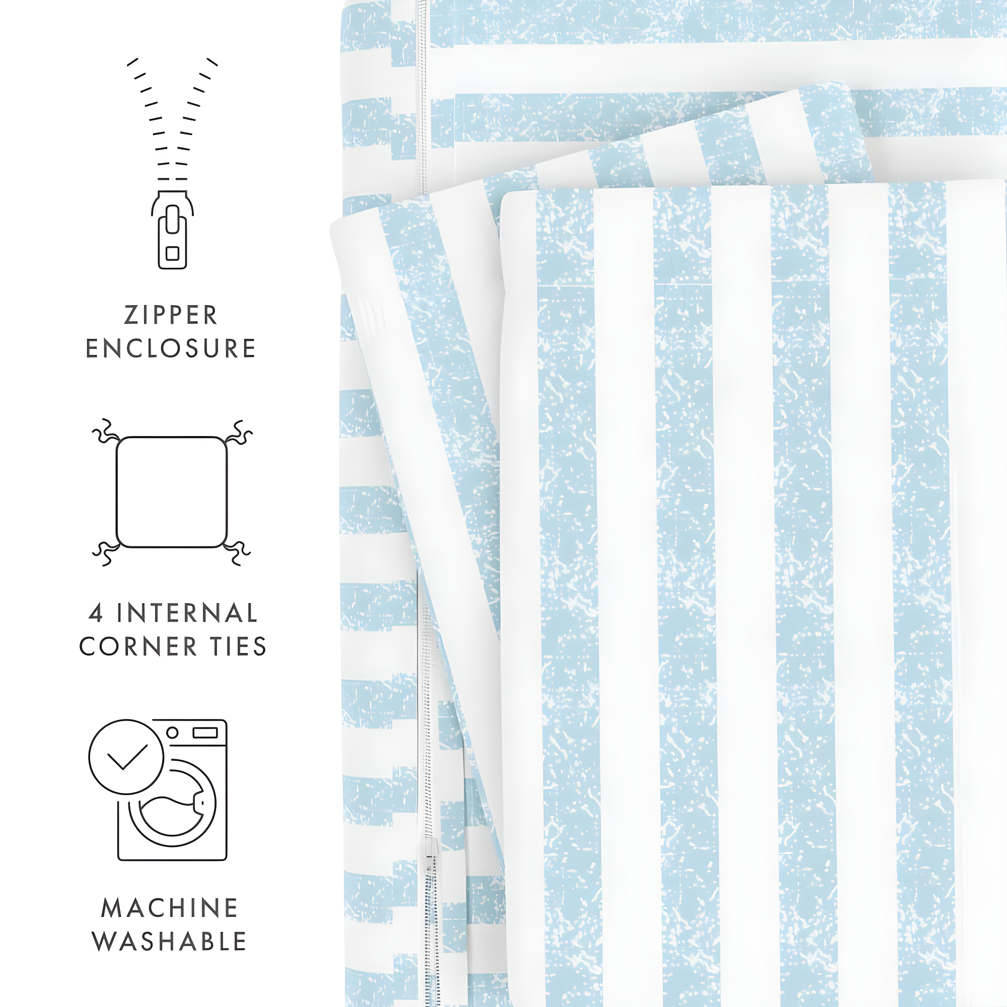 Becky Cameron 3 Piece Rugged Stripe Pattern Duvet Cover Set