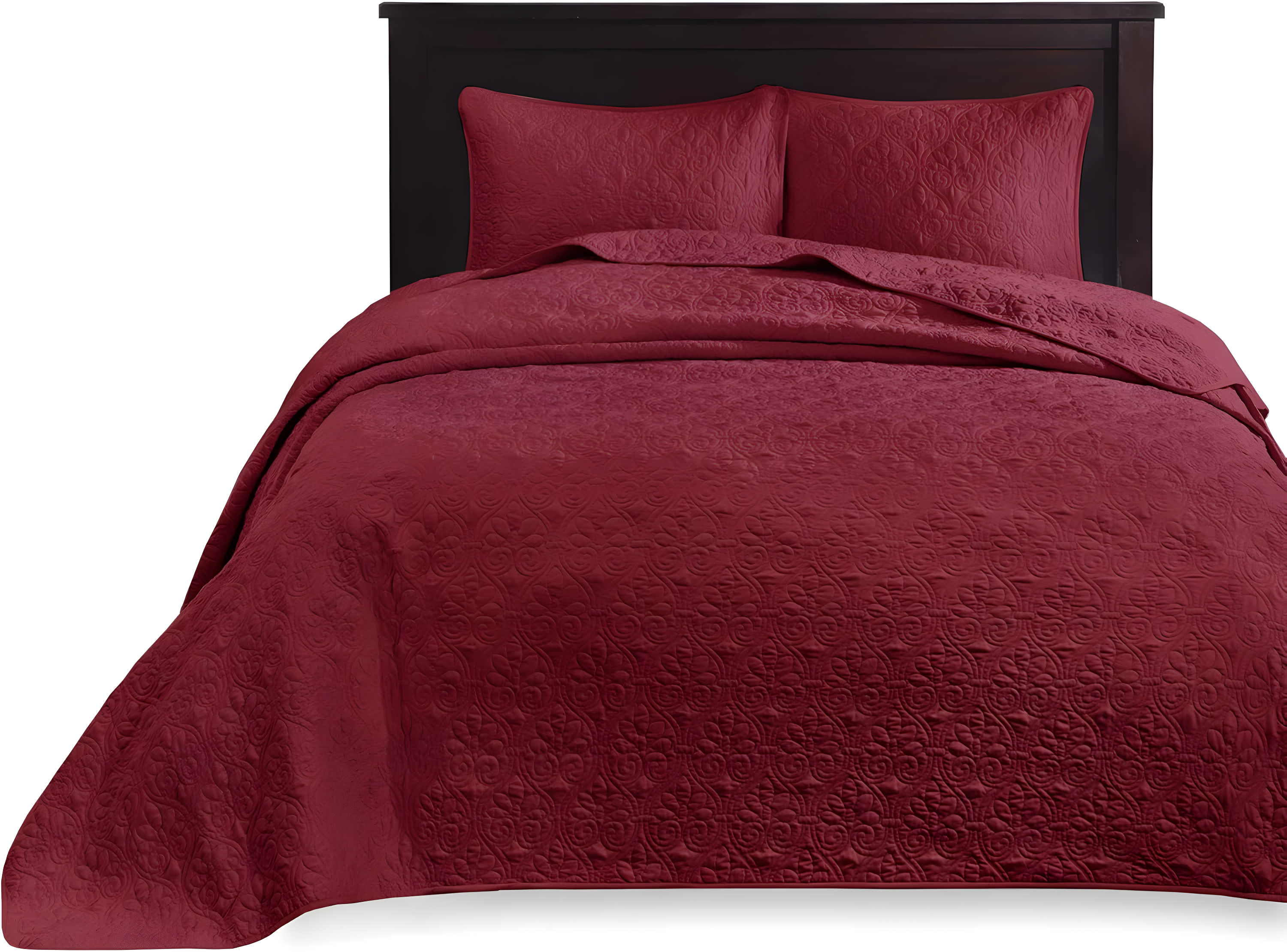Madison Park 3pc Queen Vancouver Reversible Bedspread Set Red: Microfiber, Lightweight, Plain Weave