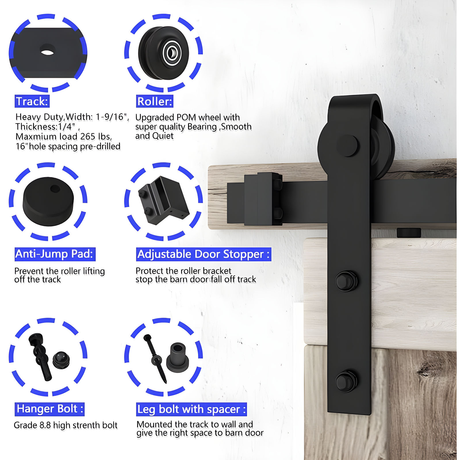 Sliding Standard Double Barn Door Hardware Kit