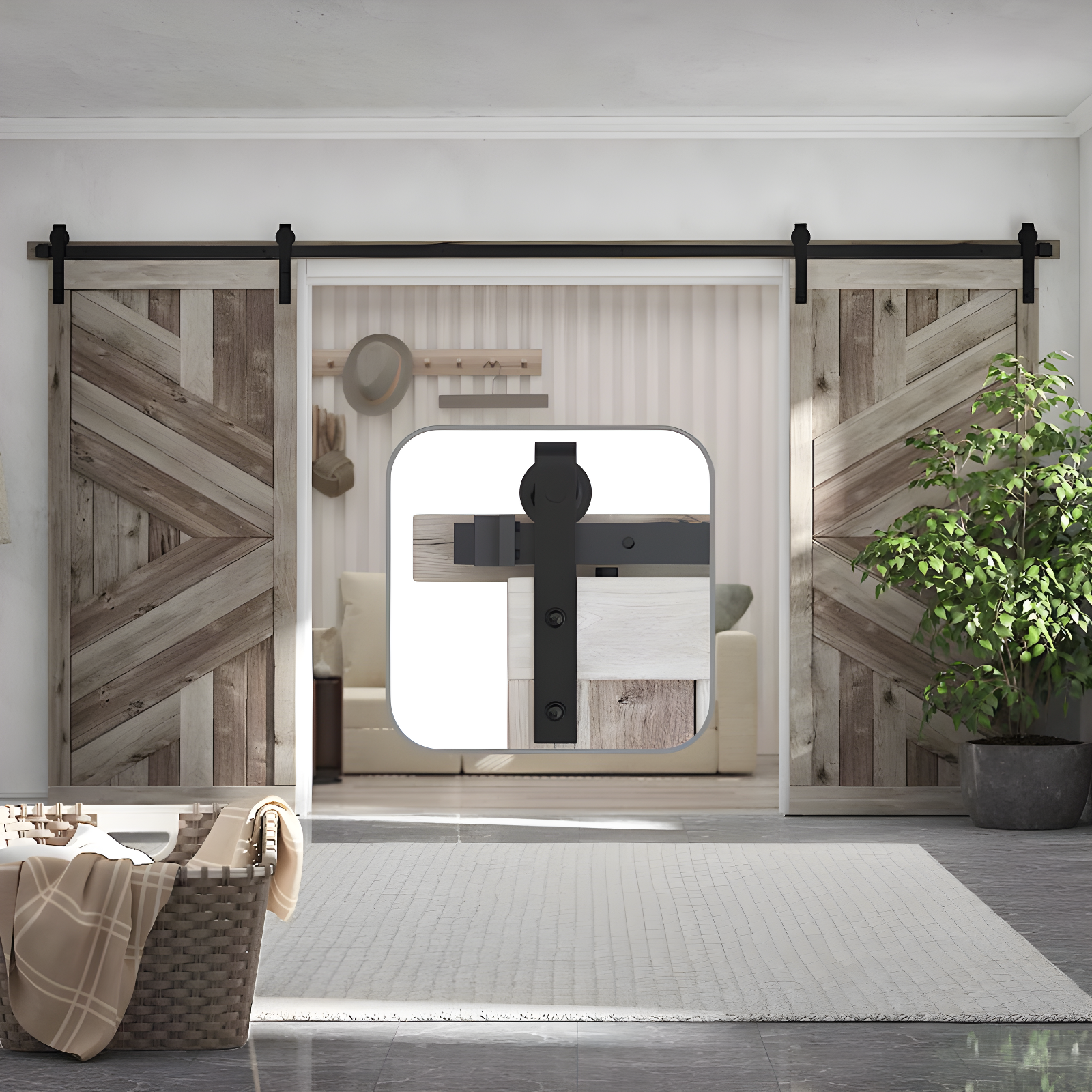 Sliding Standard Double Barn Door Hardware Kit