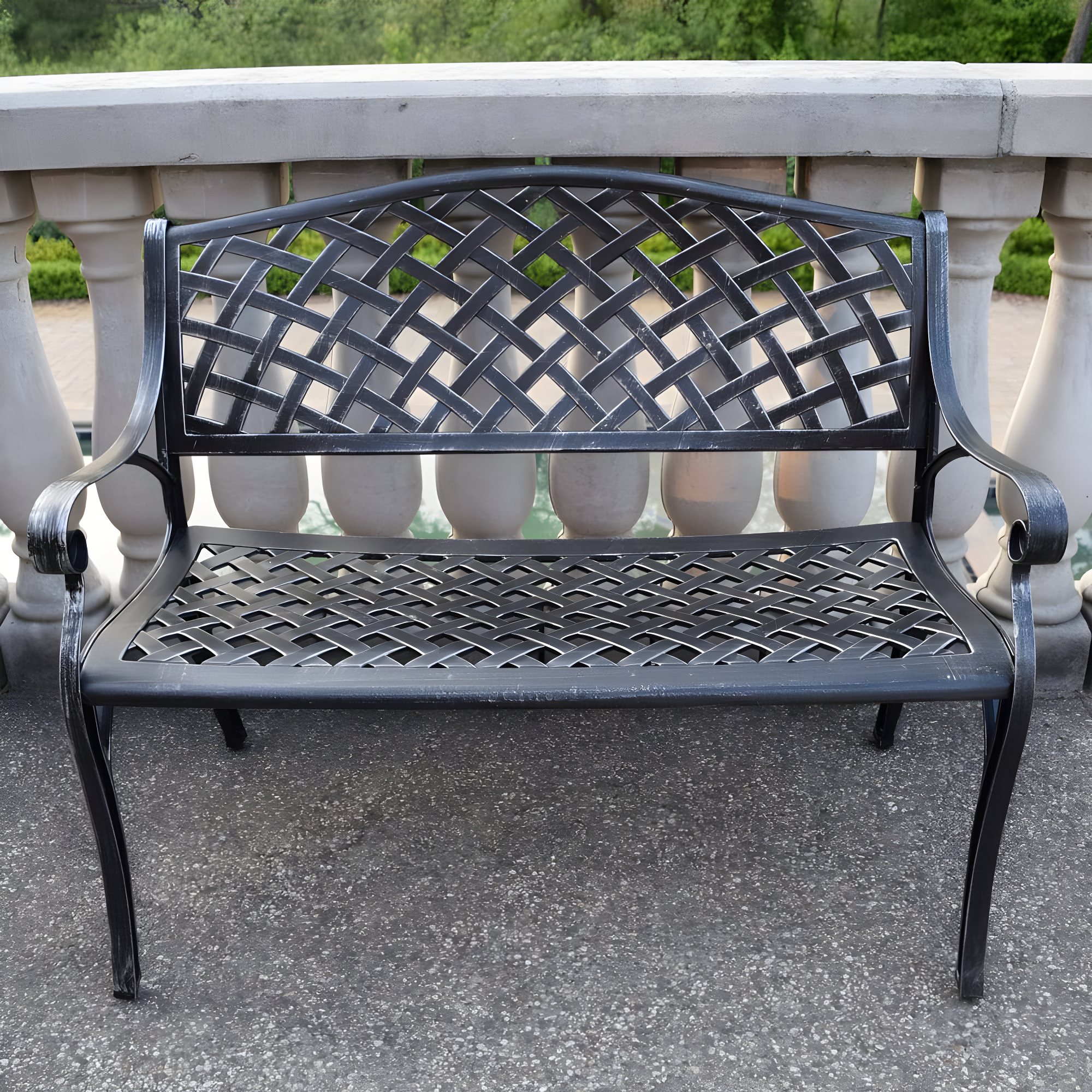 Modern Aluminum Patio Bench - Gray - Oakland Living