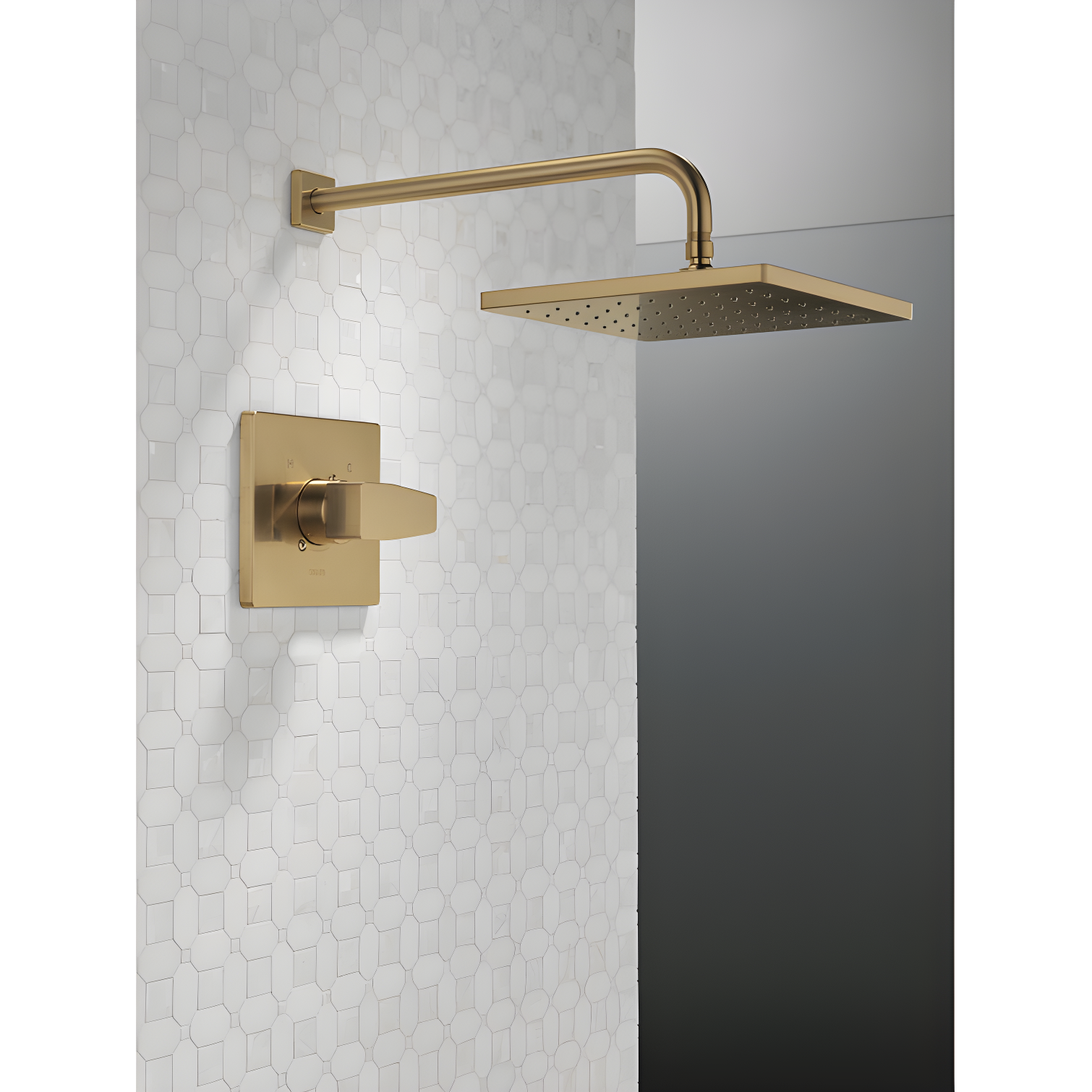 Modern Raincan Square Single-Function Shower Faucet Set, Valve Trim Kit, Rainfall Shower Head