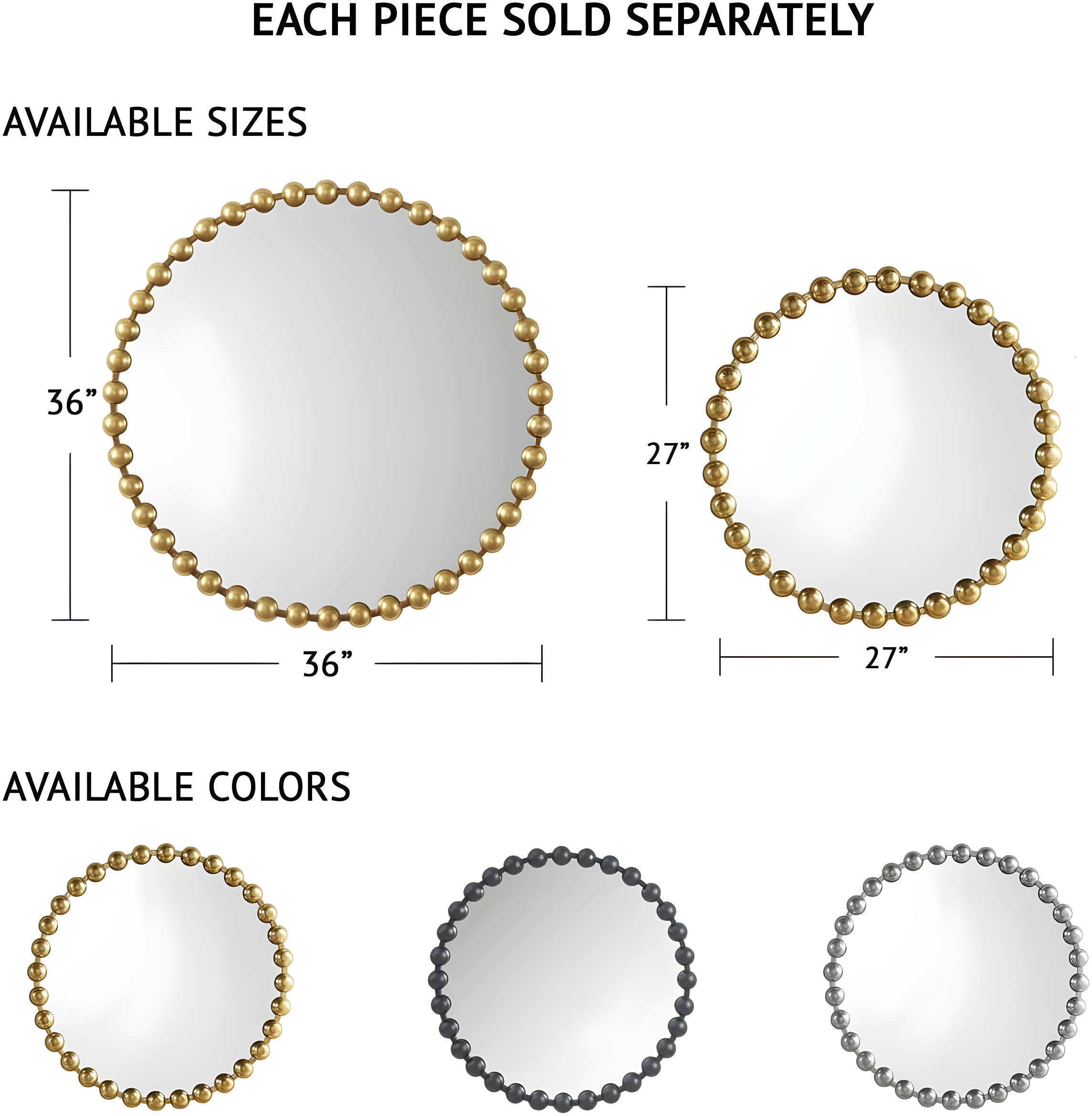 Marlowe Beaded Round Metal Wall Mirror