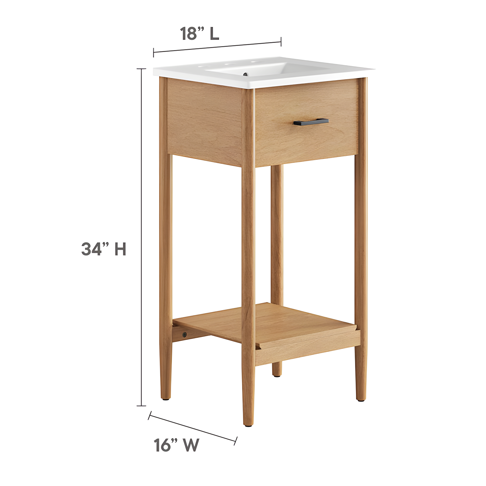 Modway Zaire 18'' Single Bathroom Vanity with Ceramic Top